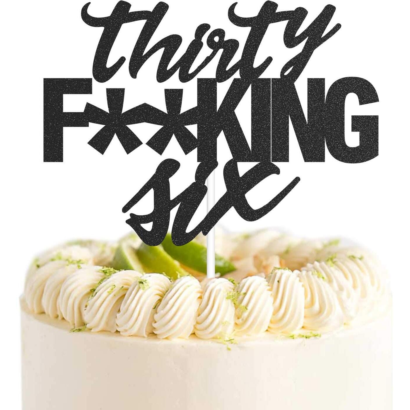 Thirty Six Black Glitter Cake Toppers 36 Years Old 36Th Birthday Party Decorations Supplies