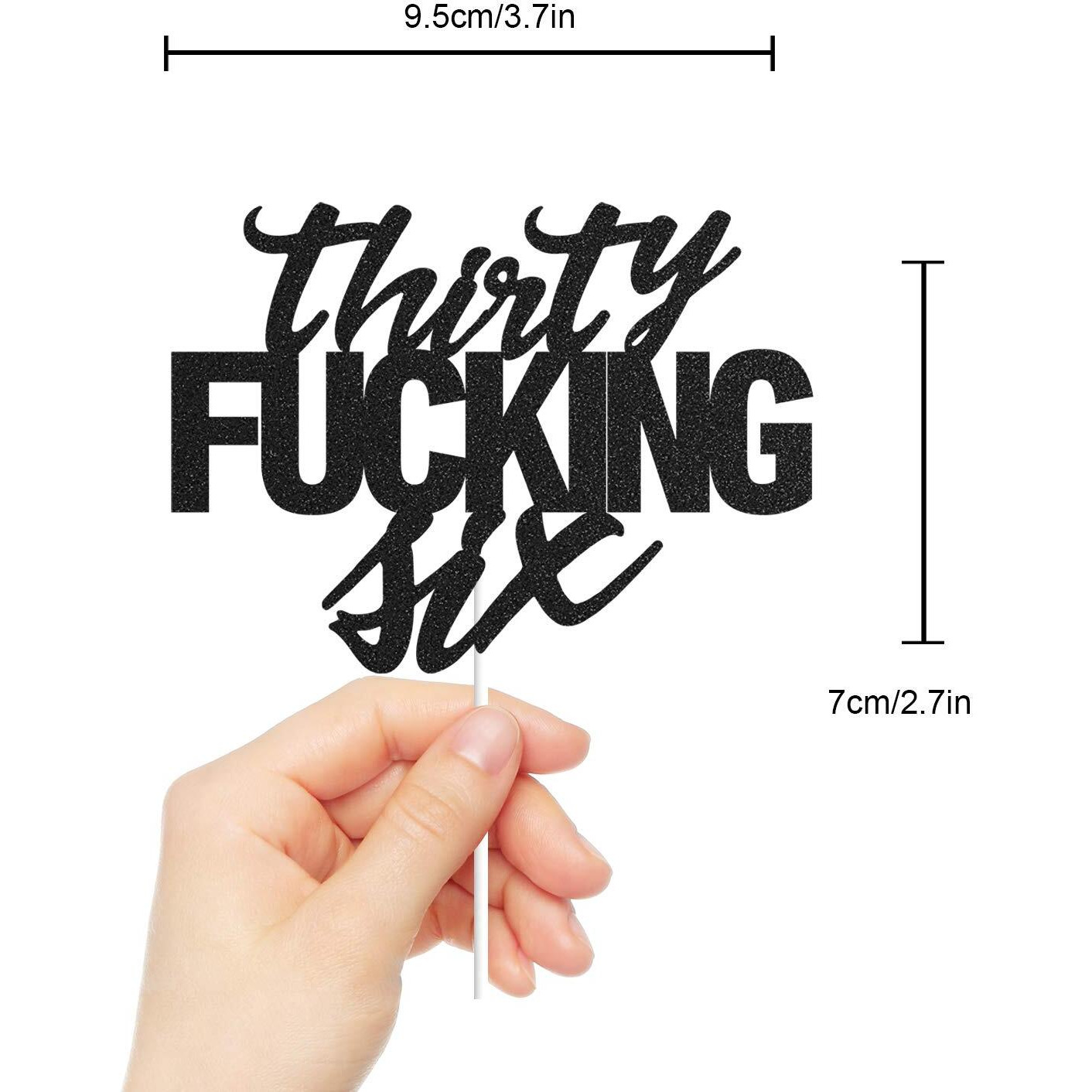 Thirty Six Black Glitter Cake Toppers 36 Years Old 36Th Birthday Party Decorations Supplies