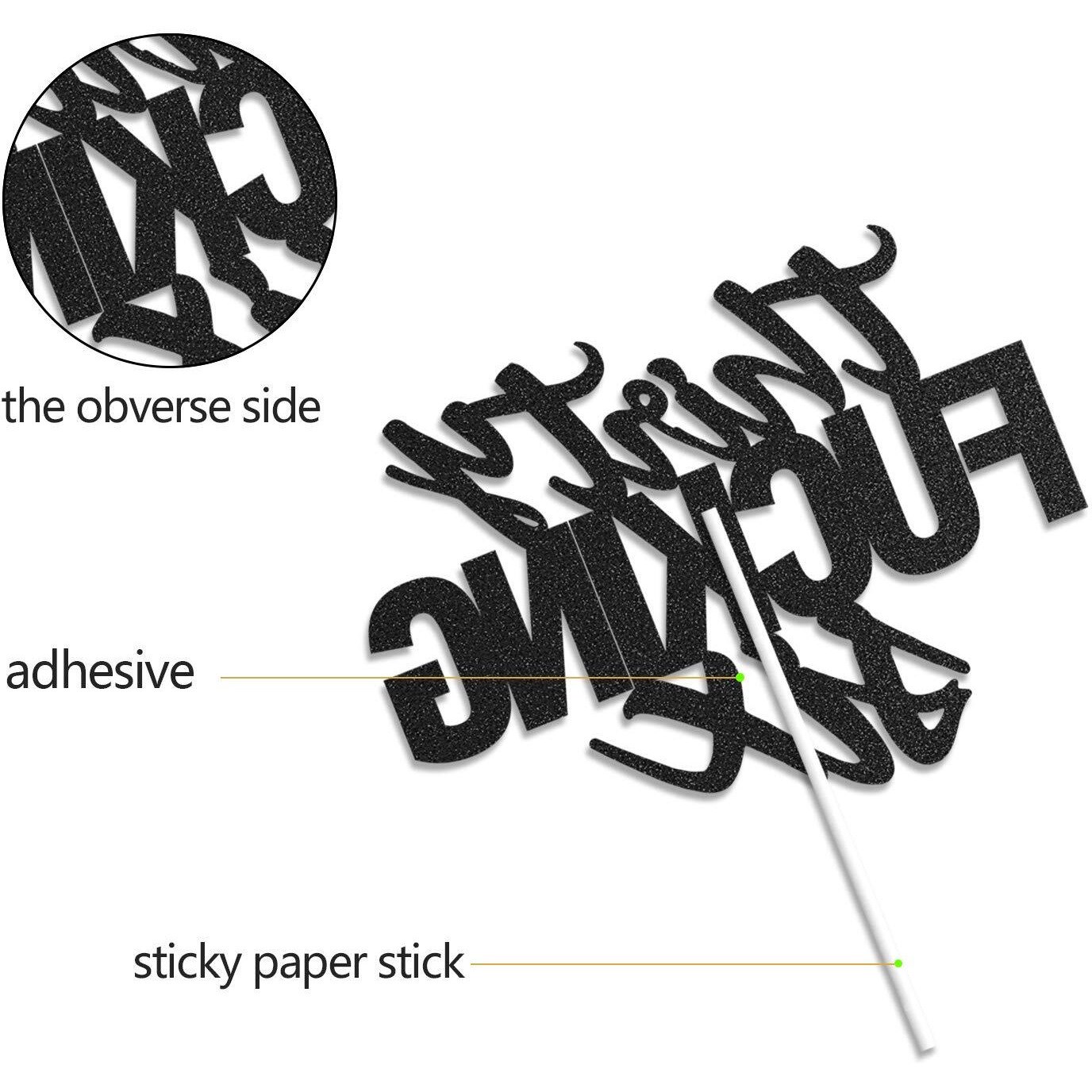 Thirty Six Black Glitter Cake Toppers 36 Years Old 36Th Birthday Party Decorations Supplies