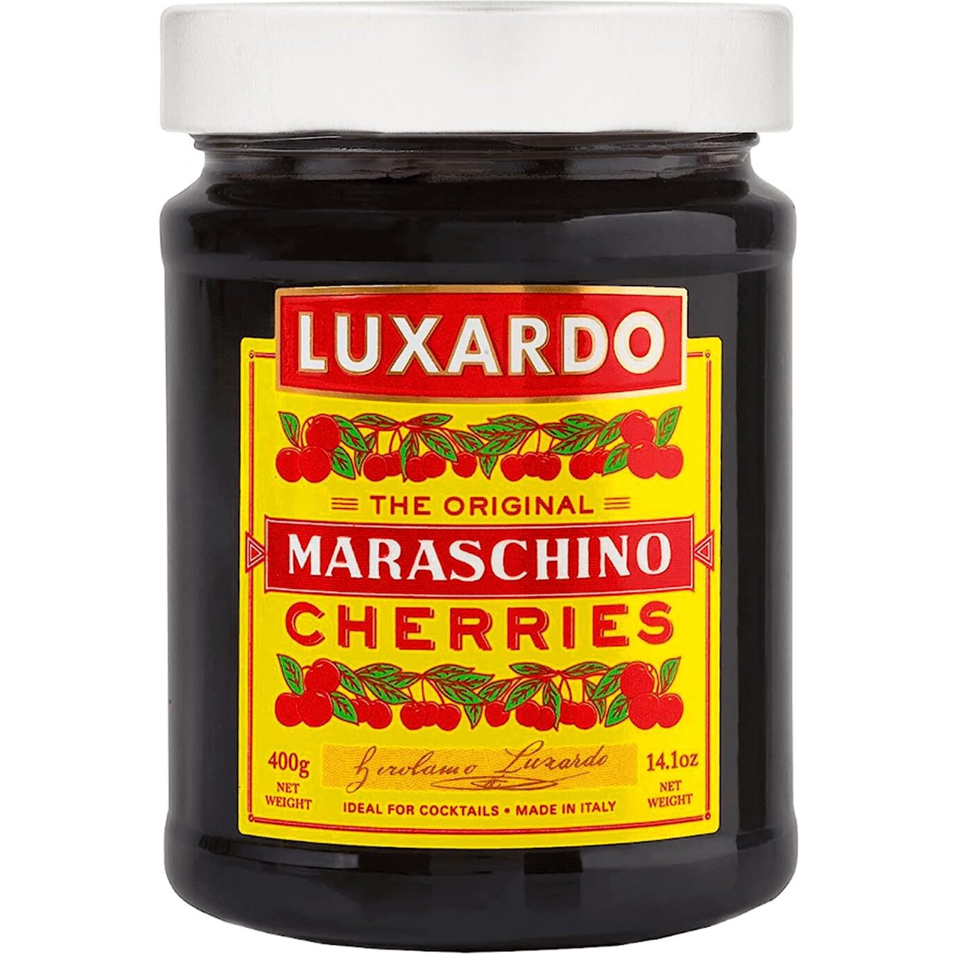 Luxardo Gourmet Cocktail Maraschino Cherries | For Old Fashioned, Manhattan And Desserts | Packed In Special Protective Bubble, 400G Jar