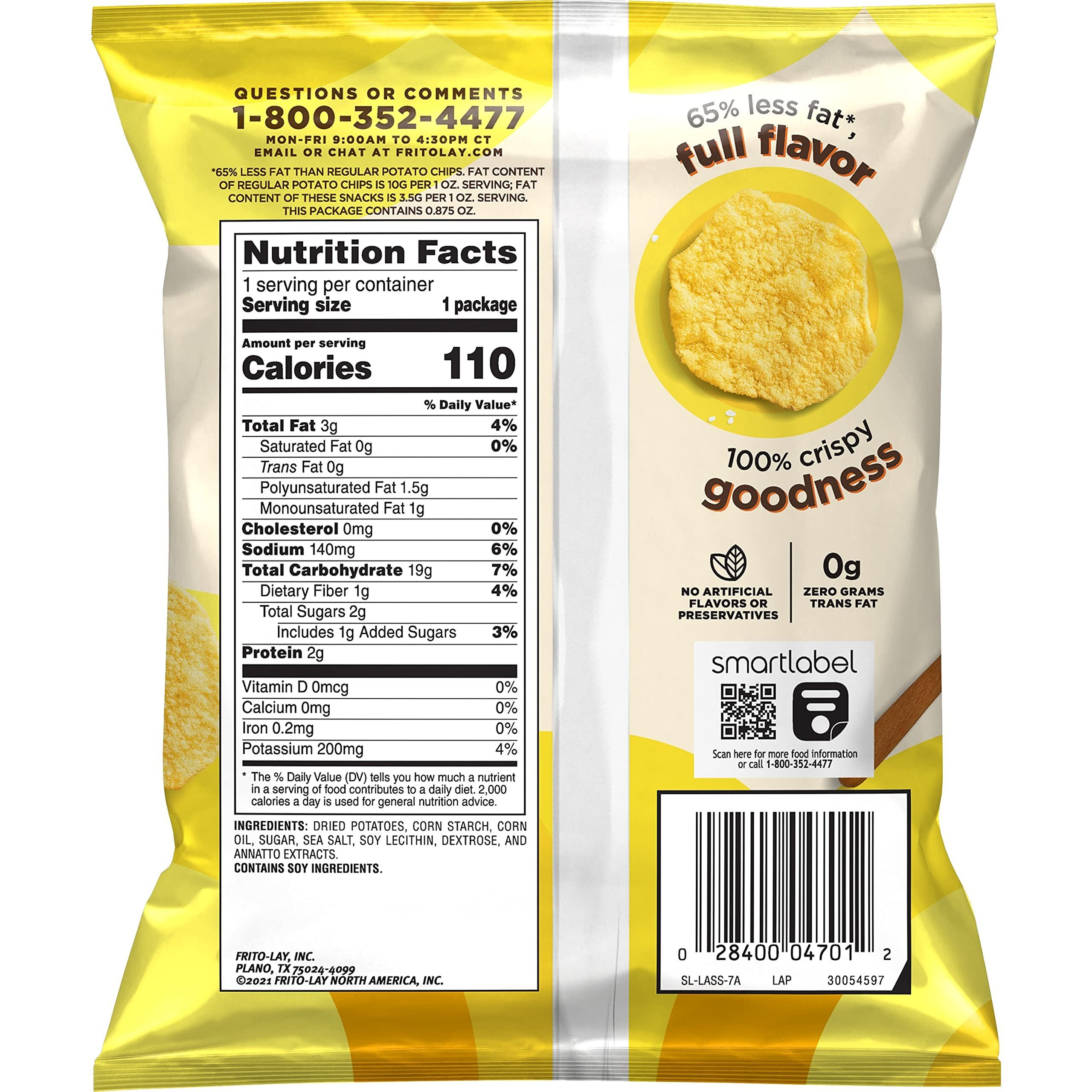 Baked, Lay's Original Potato Crisps, 0.875 Ounce (Pack Of 60)