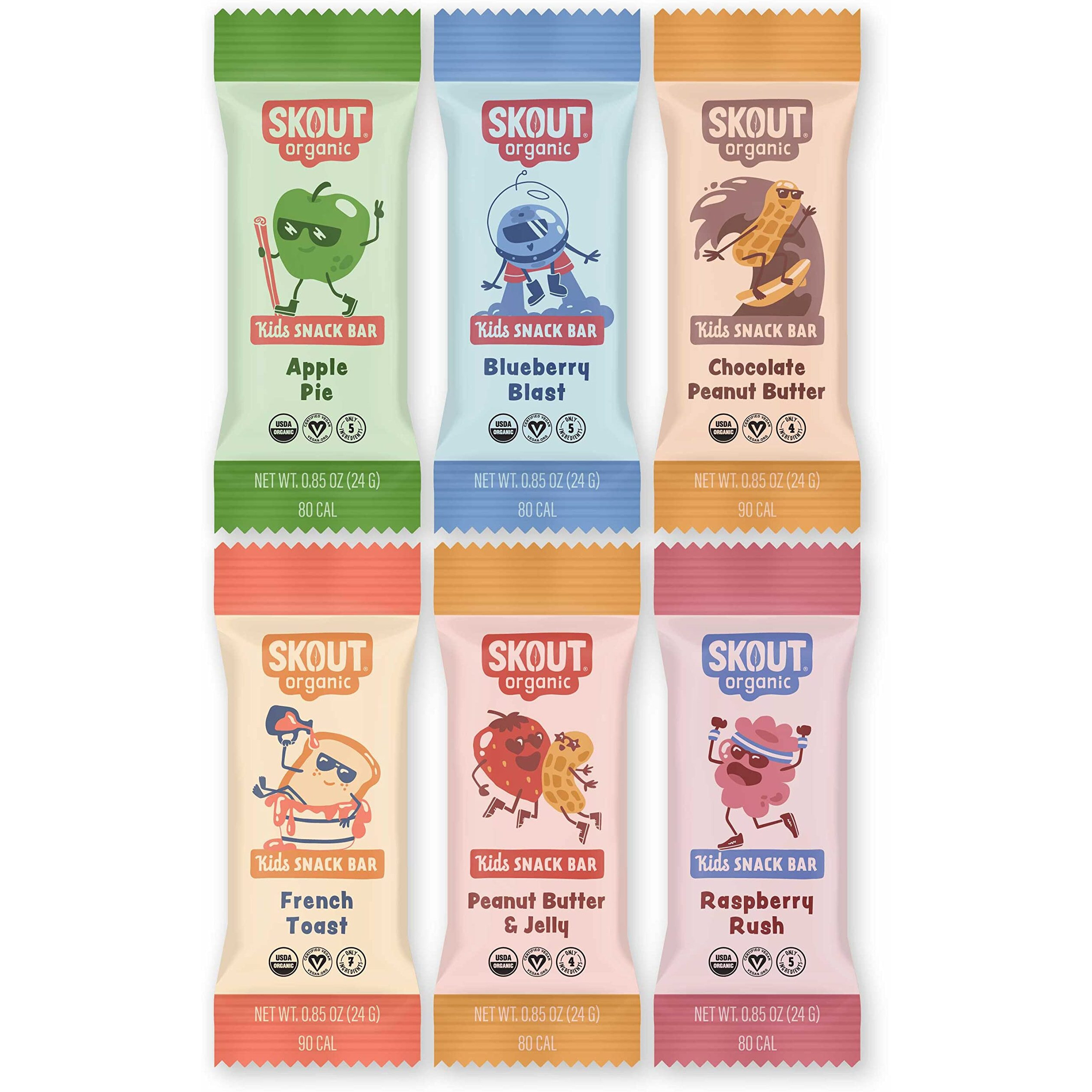 Skout Organic Kids Snack Bar Variety Pack (36 Pack) | Organic Kids Snack Bars | Plant-Based Nutrition | Vegan | Gluten, Dairy, & Soy Free
