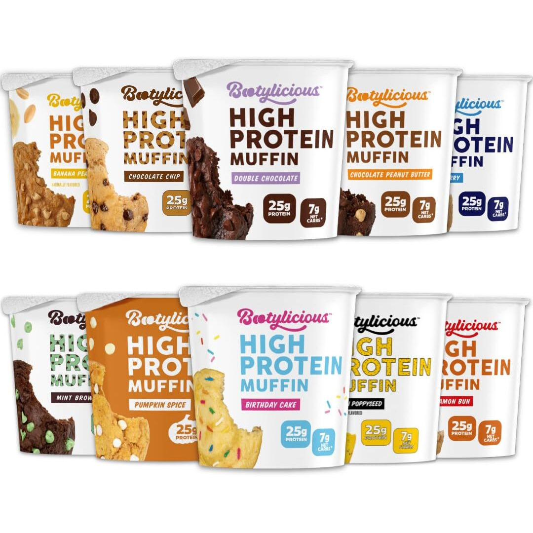 Bootylicious | High-Protein Muffin | 25G Protein, 7G Net Carbs, 2.32-2.75Oz Cup, 12-Pack (Variety Pack)