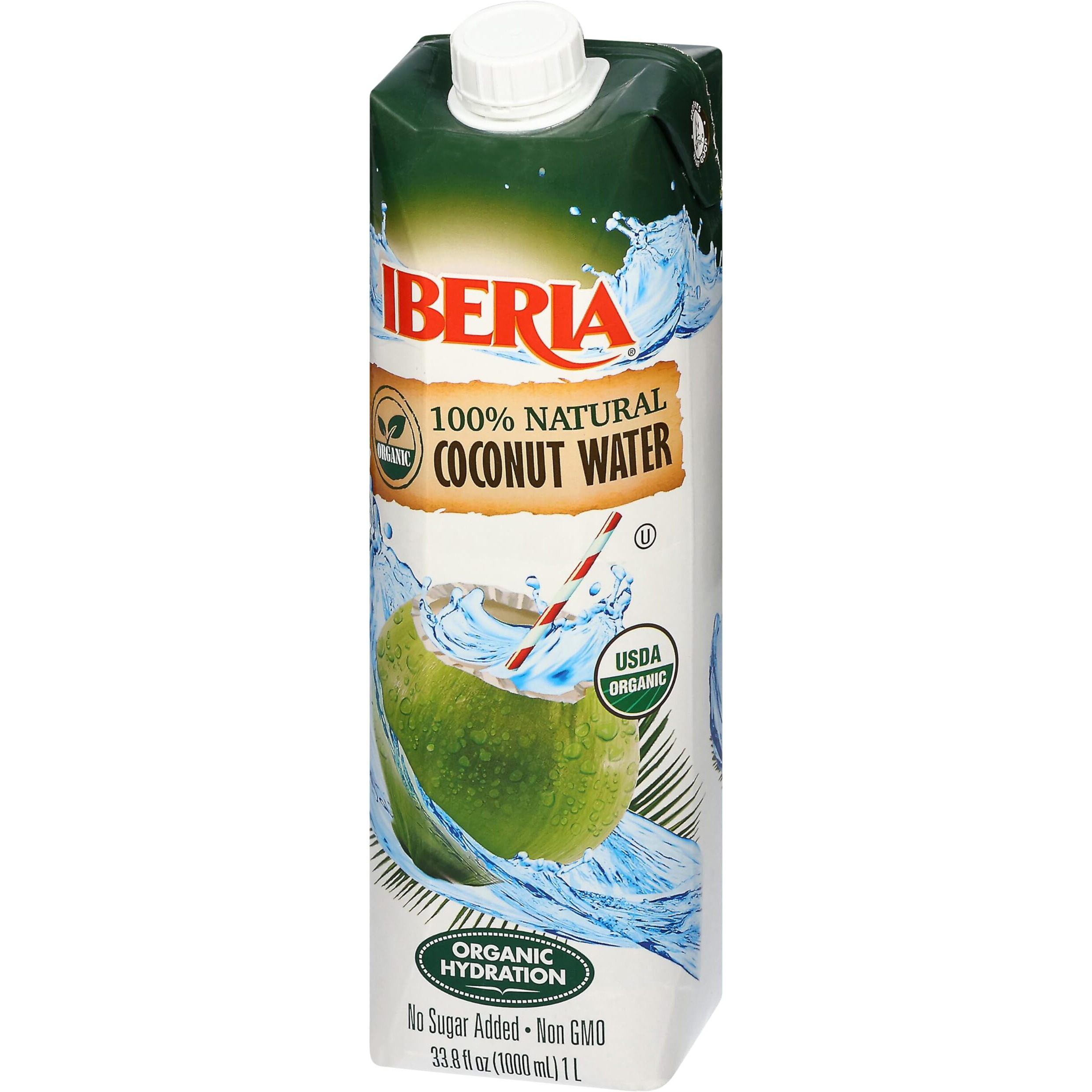 Iberia 100% Pure Organic Coconut Water, 1 Liter , 33.8 Fl Oz (Pack Of 3)
