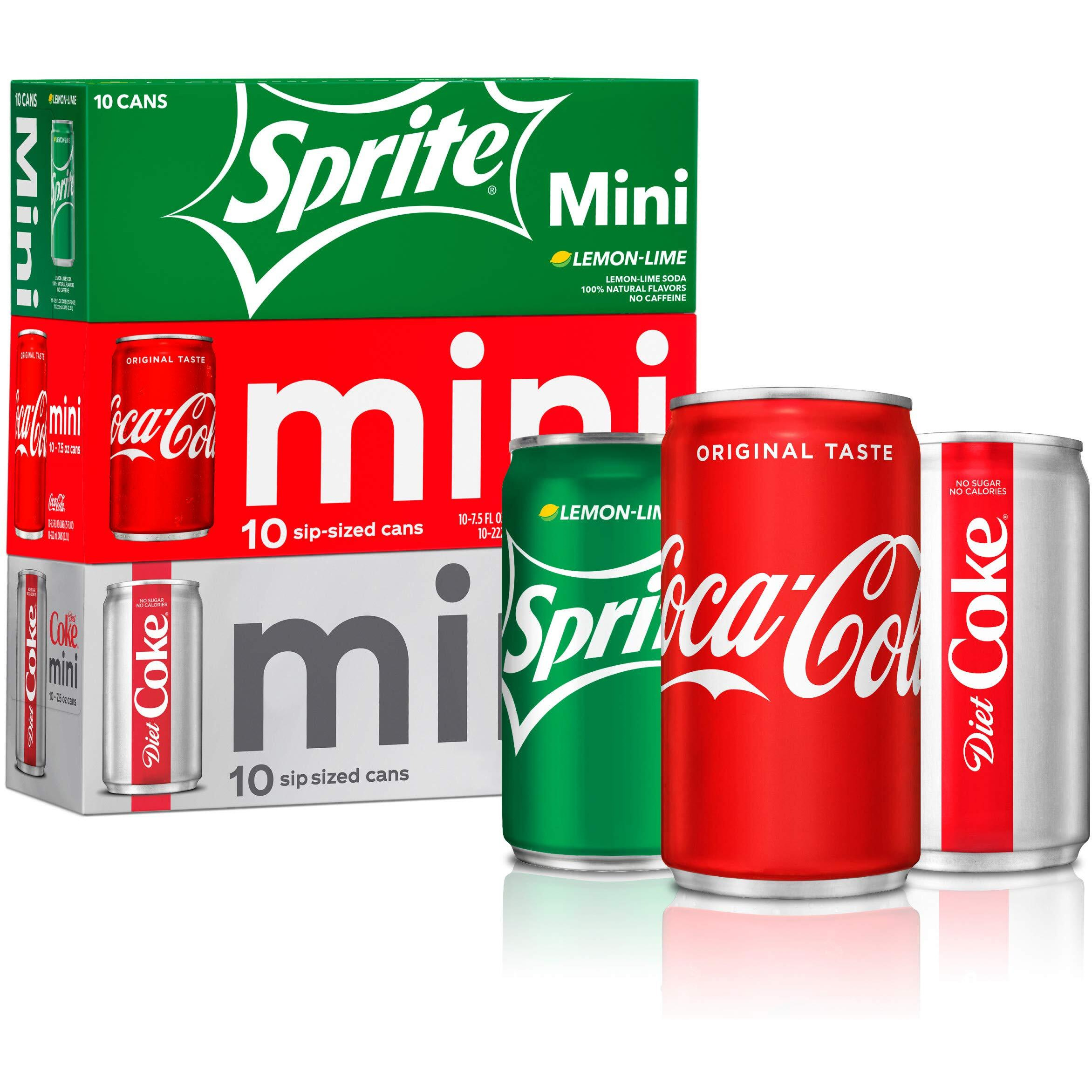 Coca-Cola Mini Can Variety Pack, 7.5 Fl Oz, Pack Of 30 (10 Each Coke Classic, Diet Coke, Sprite),, 7.5 Fl Oz ()