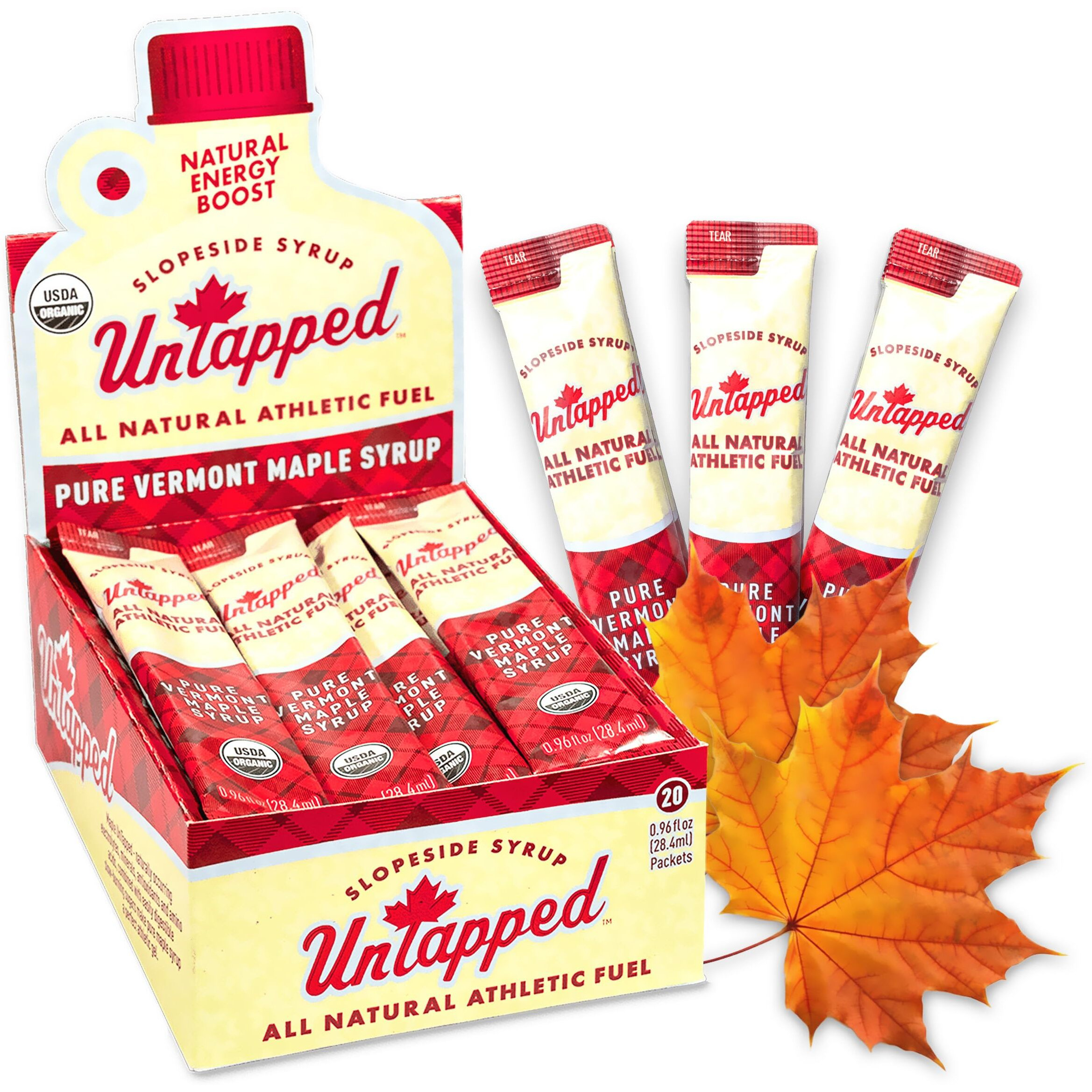 Untapped Vermont Maple Syrup Packets For Athletes, Box Of 20-0.96 Fl Oz | Organic Pure Maple Syrup For Natural Endurance Energy | Fuel To Keep You Running Longer
