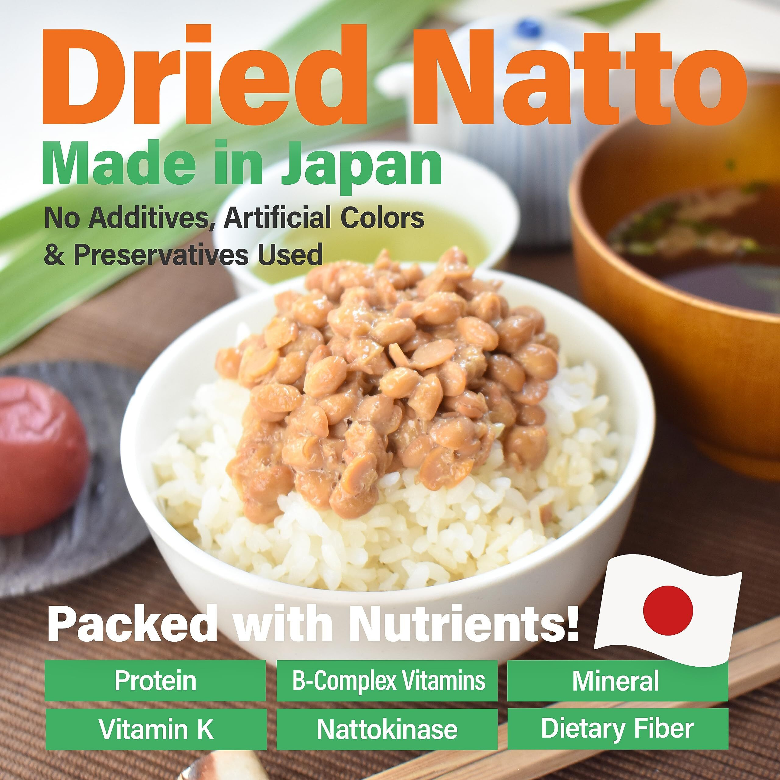 Japanese Natto Fermented Soybean, Freeze-Dried Natto Beans, Japanese Probiotic And Prebiotic Superfood - Vitamin K, Low Sodium, Non-Gmo, Vegan, Made In Japan 70G(2.4Oz)Yamasan
