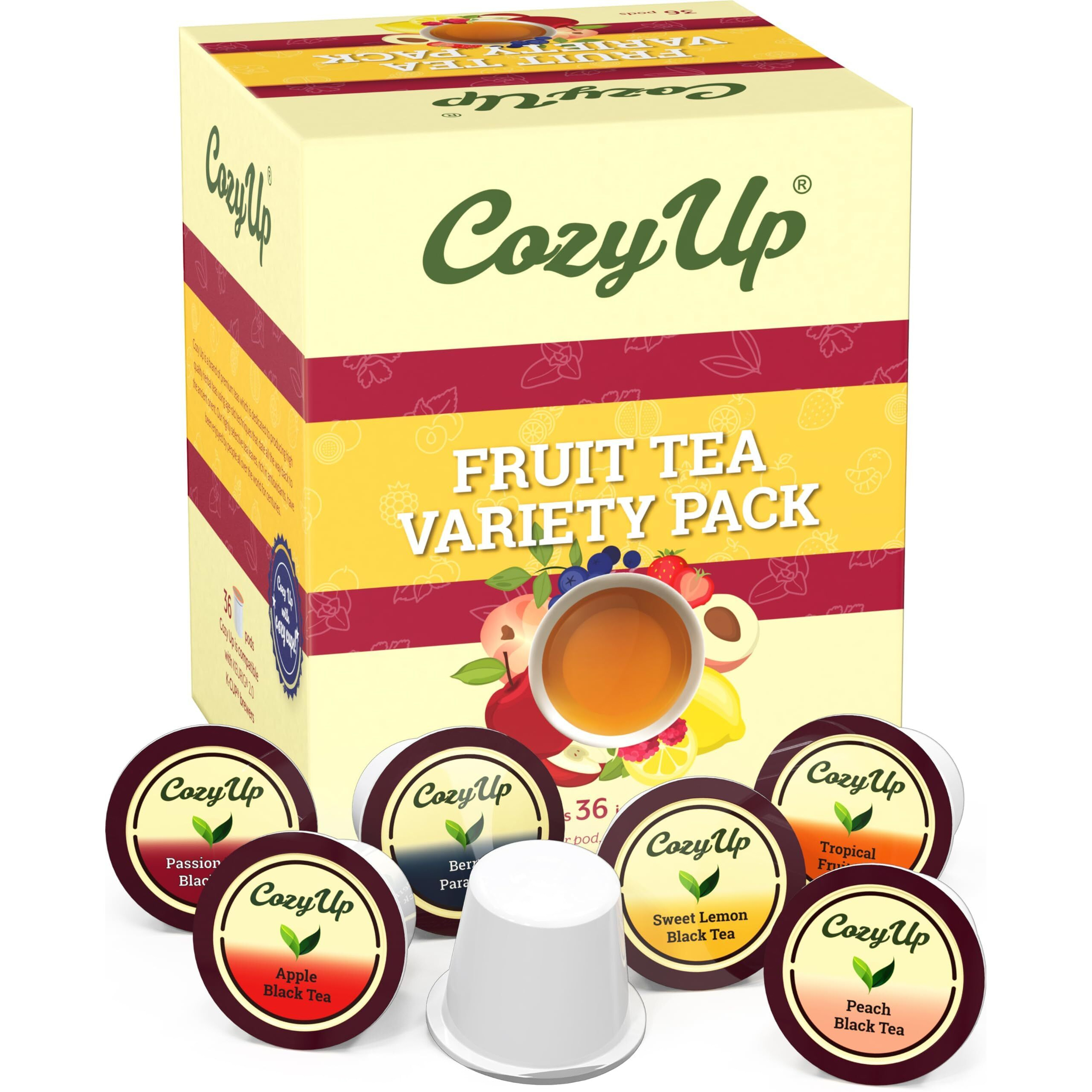 Cozy Up | 6 Flavors | Variety Fruit Tea Sampler Pack | Compatible With Keurig K-Cup Brewers | Multiple Flavors | 36-Count |