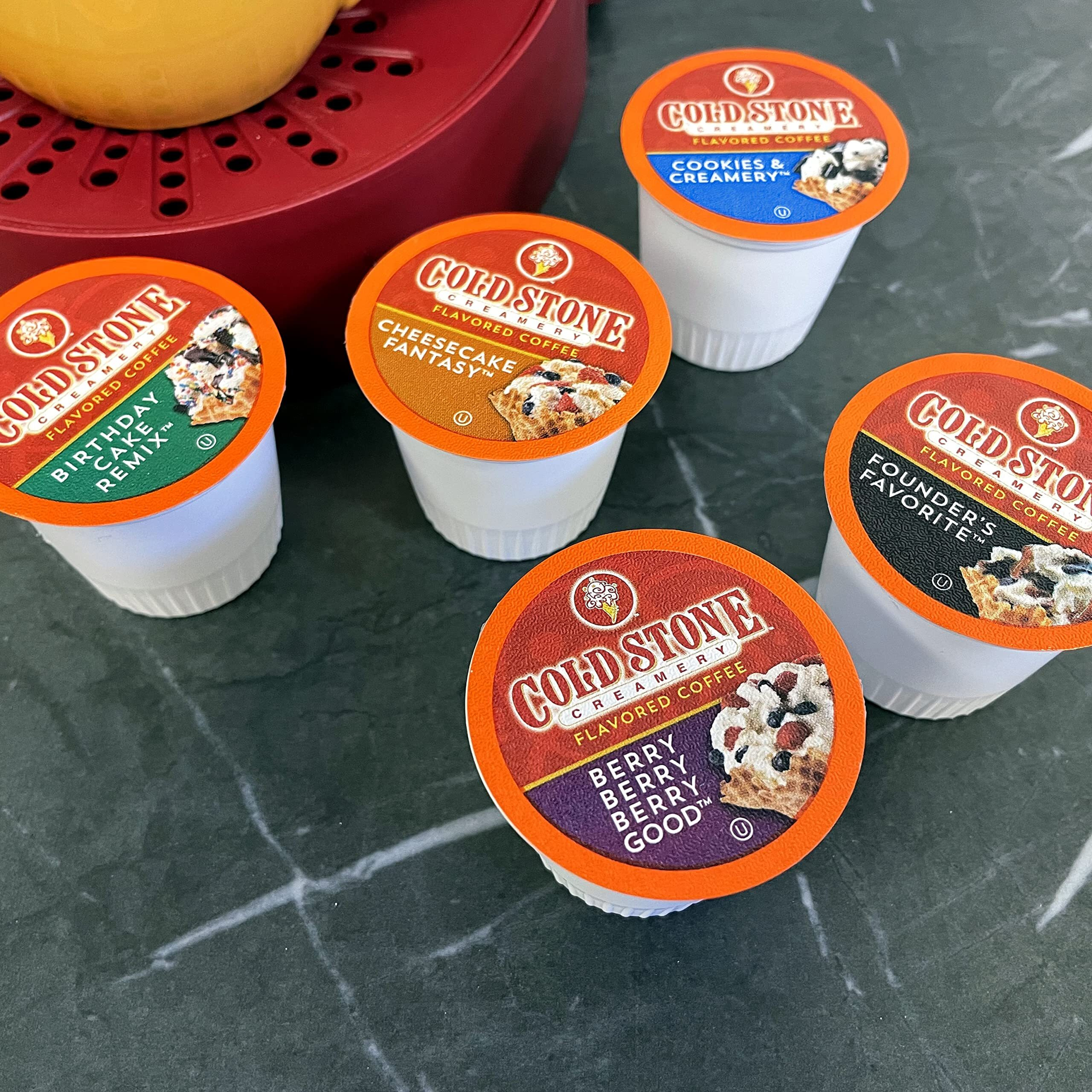 Cold Stone Beverages Creamery Ice Cream Flavored Coffee Pods, Assorted Variety Pack, Compatible With Keurig K Cup Brewers, 40 Count