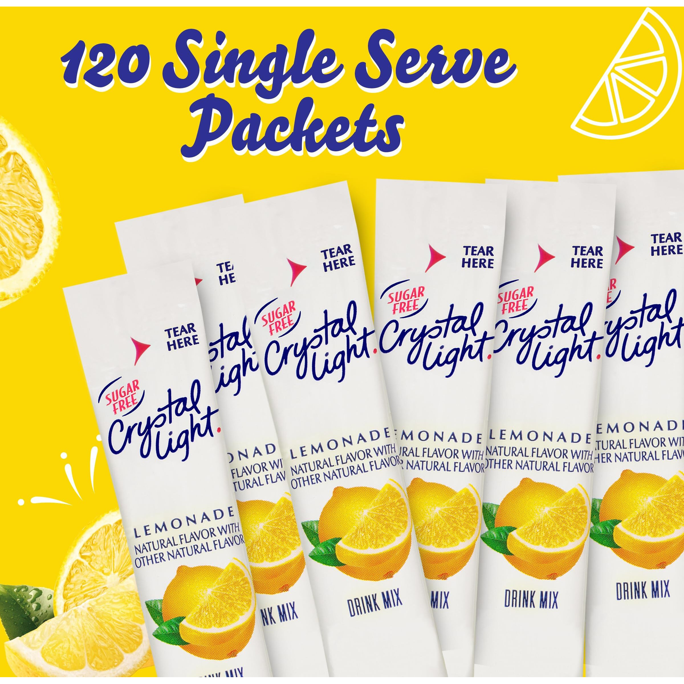 Crystal Light Sugar-Free Lemonade On-The-Go Powdered Drink Mix 120 Count
