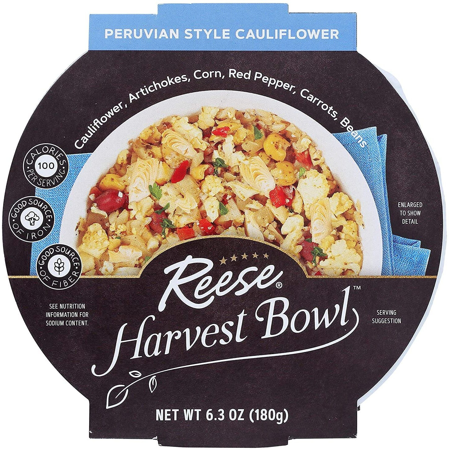 Reese Peruvian Veggie Harvest Bowl | Cauliflower, Artichokes, Corn, Carrots | High Fiber & Low Calorie (Pack Of 8)