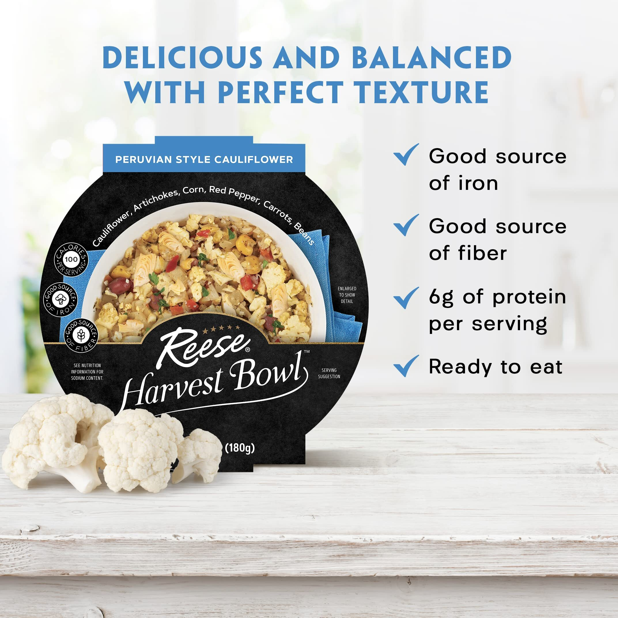 Reese Peruvian Veggie Harvest Bowl | Cauliflower, Artichokes, Corn, Carrots | High Fiber & Low Calorie (Pack Of 8)