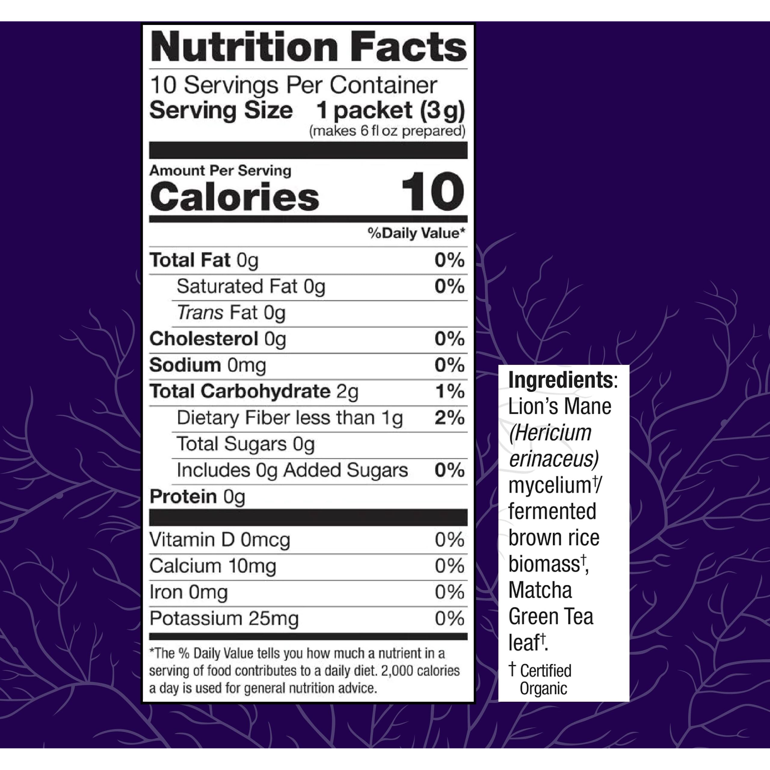 Host Defense Mycobrew Matcha - Matcha Drink Mix - Matcha Green Tea Powder That Includes Lion's Mushroom - Drink Mix With Organic Matcha Tea - 10 Packets (10 Servings)