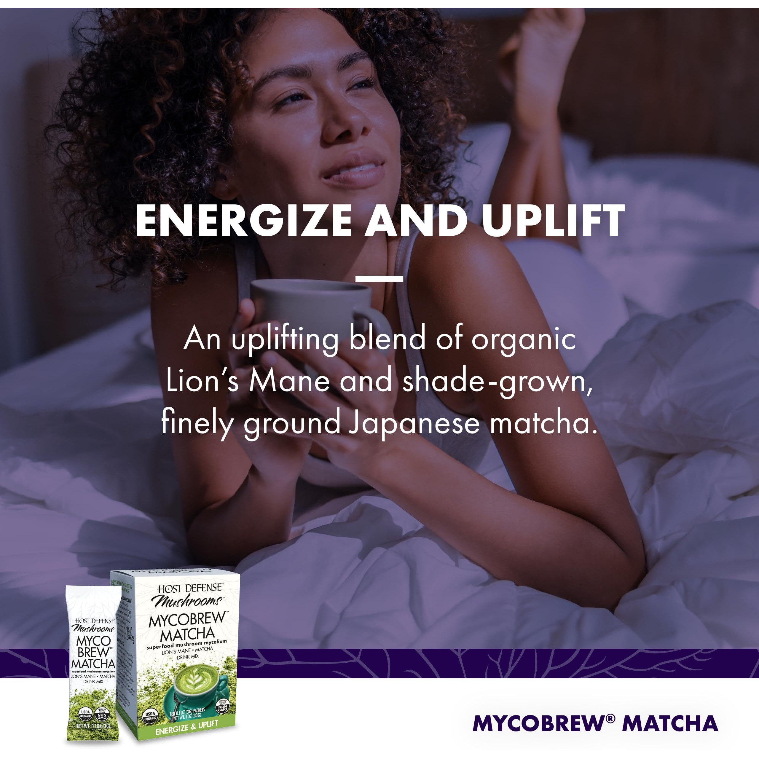 Host Defense Mycobrew Matcha - Matcha Drink Mix - Matcha Green Tea Powder That Includes Lion's Mushroom - Drink Mix With Organic Matcha Tea - 10 Packets (10 Servings)