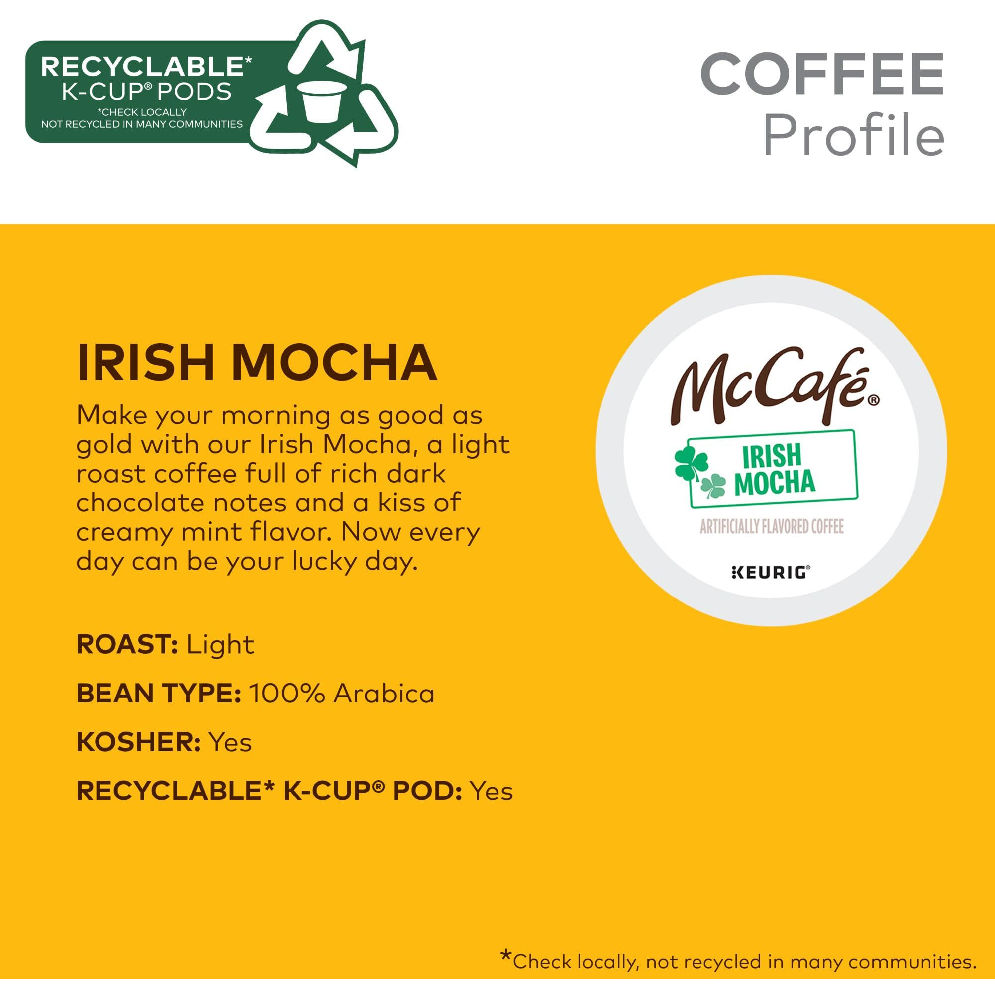 Mccafe Irish Mocha, Keurig Single Serve K-Cup Pods, Flavored Coffee, 96 Count (4 Packs Of 24)