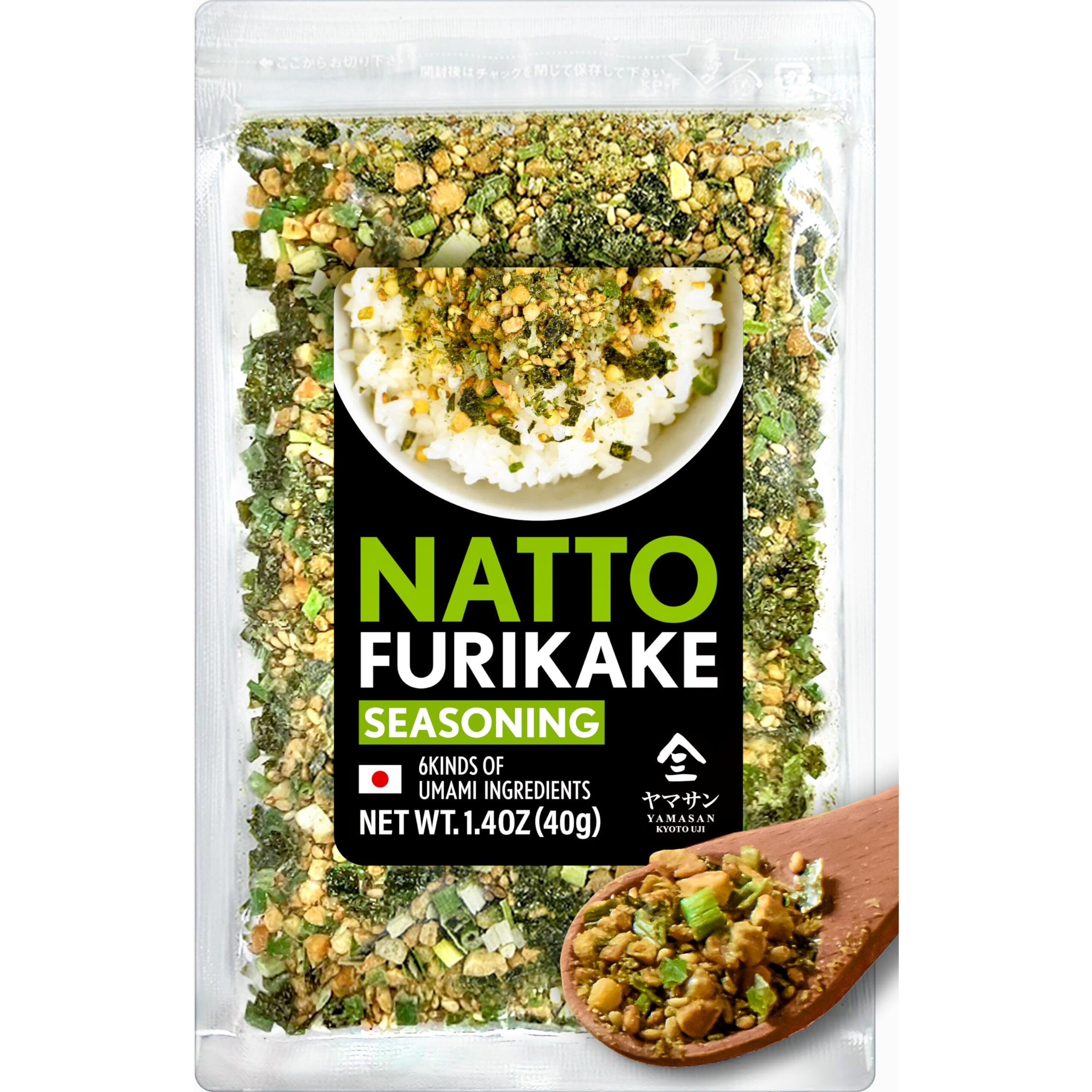 Japanese Natto Furikake Seasoning, Super Food Natto, Freeze-Dried Natto,6 Kinds Of Umami Ingredients, Rice Topping, Delicious Flavor Of Various Foods, Made In Japan 40G(1.4Oz) Yamasan