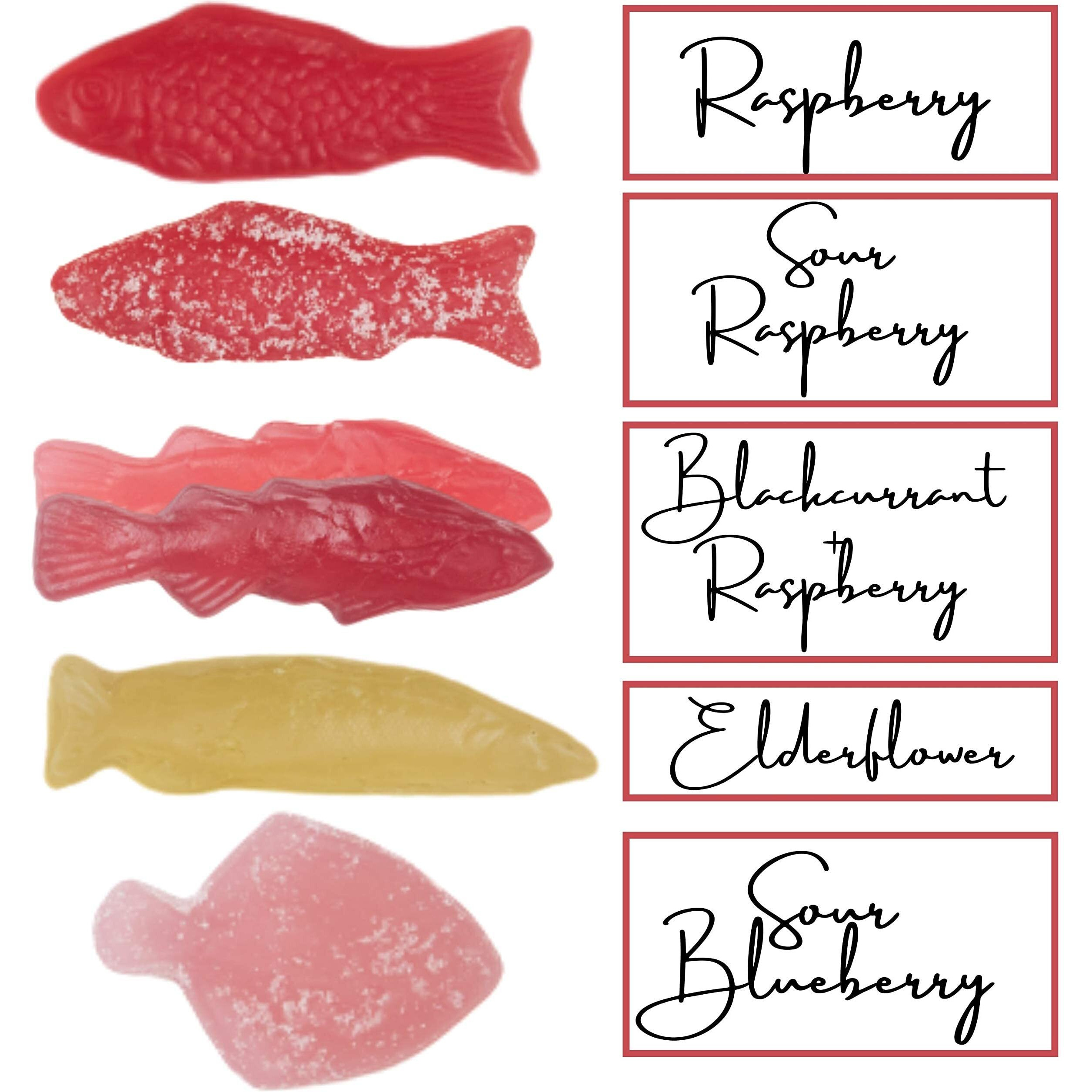 Kolsvart Swedish Candy Variety Pack, 4.2 Ounces - Raspberry, Blackcurrant & Raspberry, Sour Blueberry, Sour Raspberry, Elderflower (Pack Of 5) With Snack Bag Clip By Intfeast