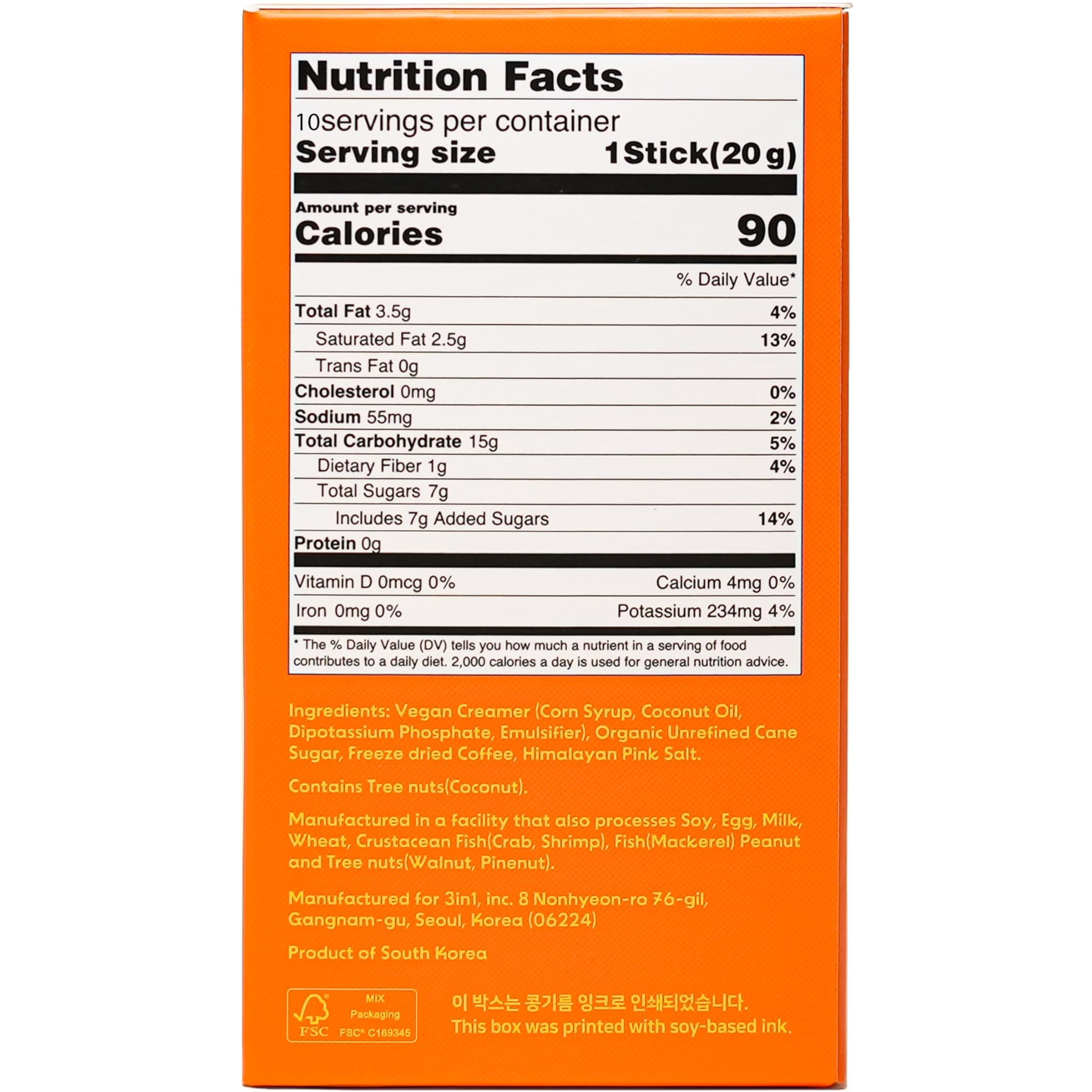 Kimlyparc Premium Instant Coffee Original Korean Latte With Vegan Creamer, Organic Unrefined Cane Sugar, Himalayan Pink Salt - Lactose & Gluten Free(10 Single Serve Packets)