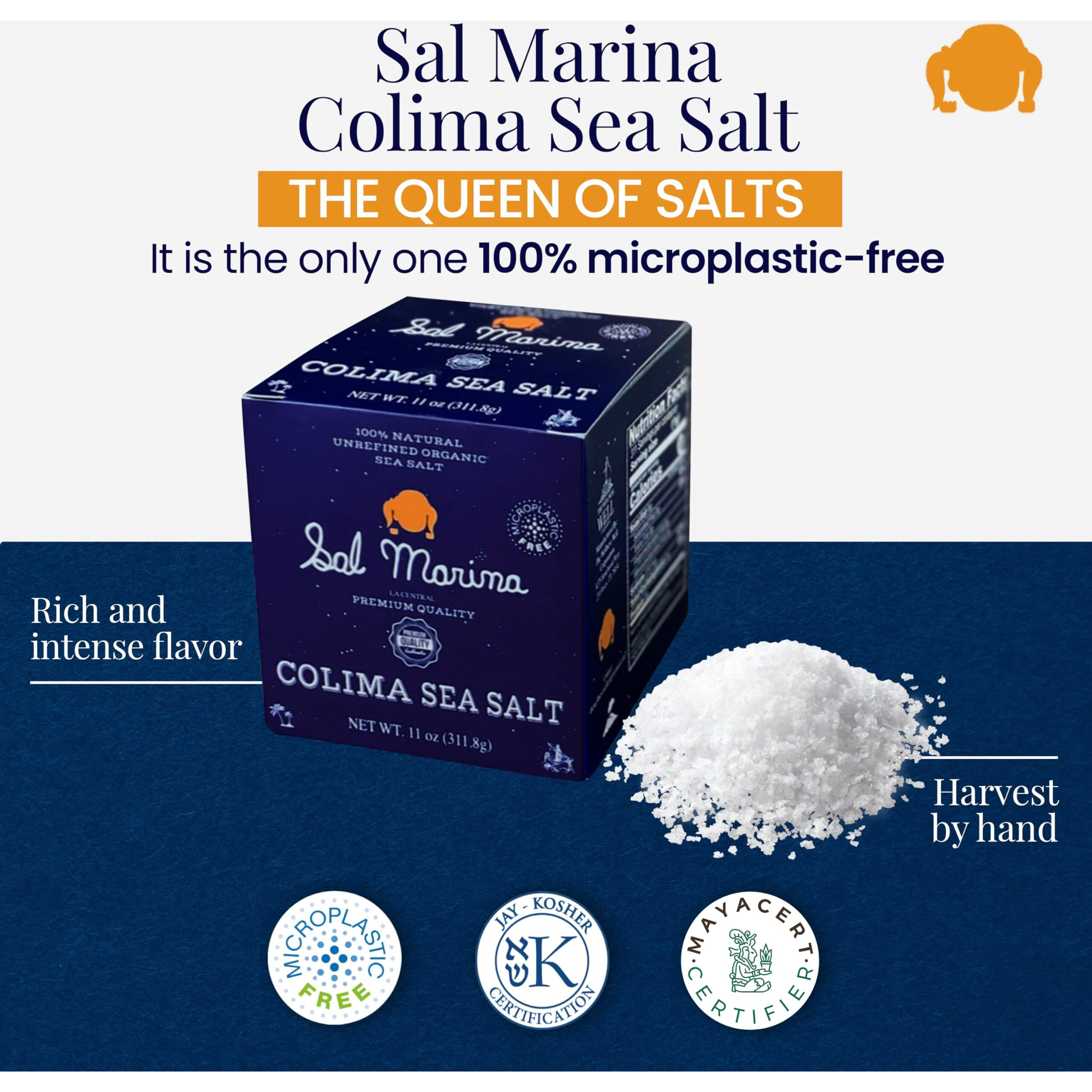 Sal Marina | Unrefined Colima Sea Salt 11Oz | Kosher Salt 100% Natural - Vegan Gluten Free Organic Table Salt Seasoning Food