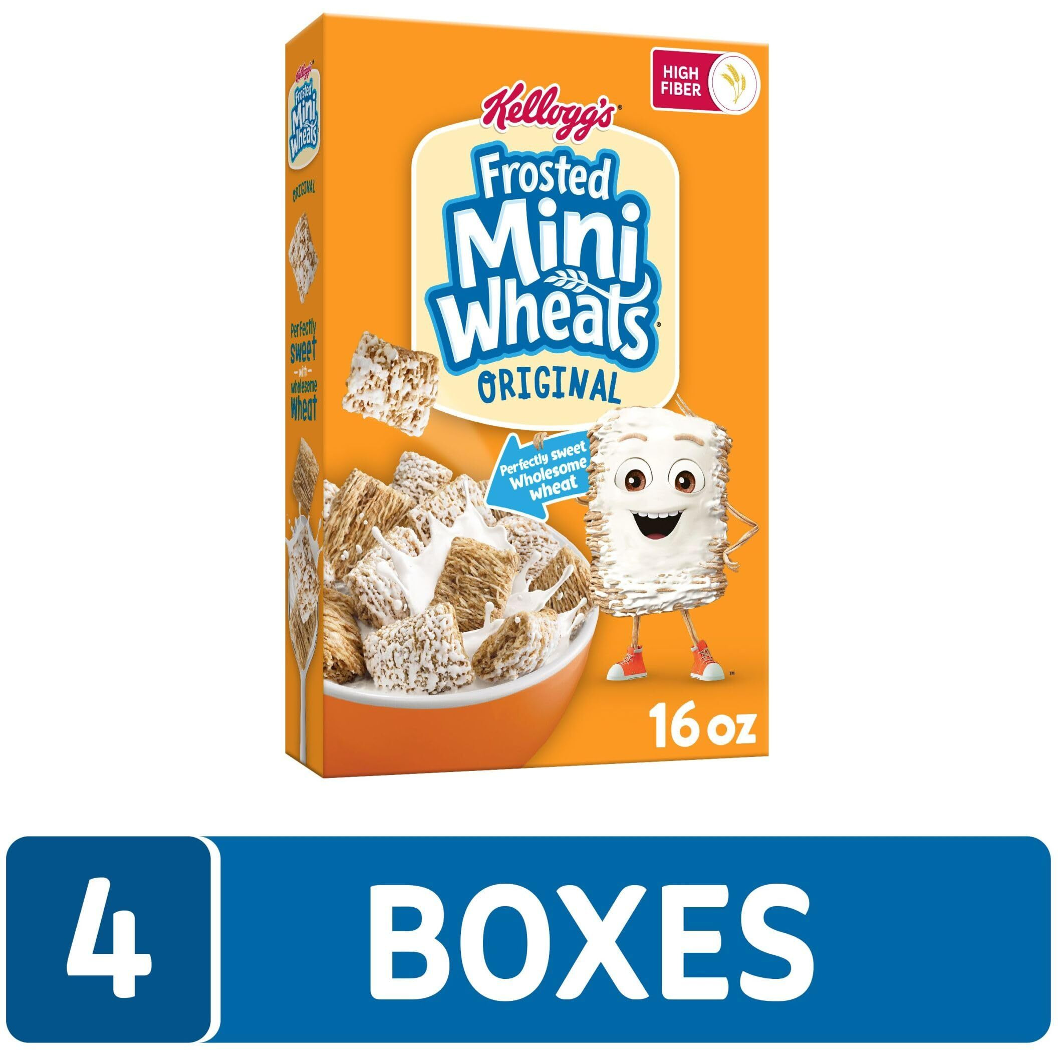 Kellogg's Frosted Mini-Wheats Breakfast Cereal, Kids Cereal, Family Breakfast, Original (4 Boxes)