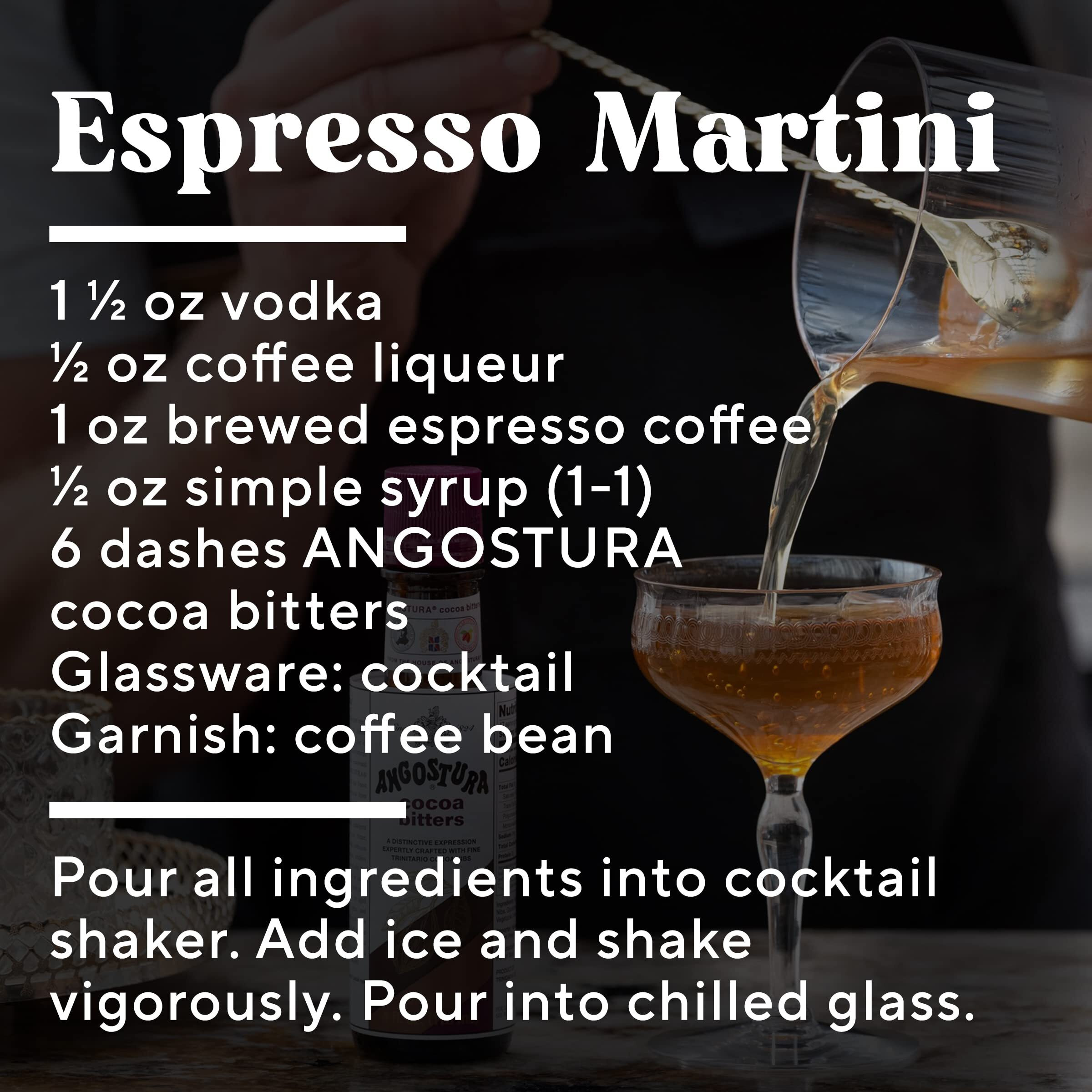 Angostura Cocoa Bitters, Cocktail Bitters For Professional And Home Mixologists, Kosher Certified, Sodium Free, 4 Fl Oz