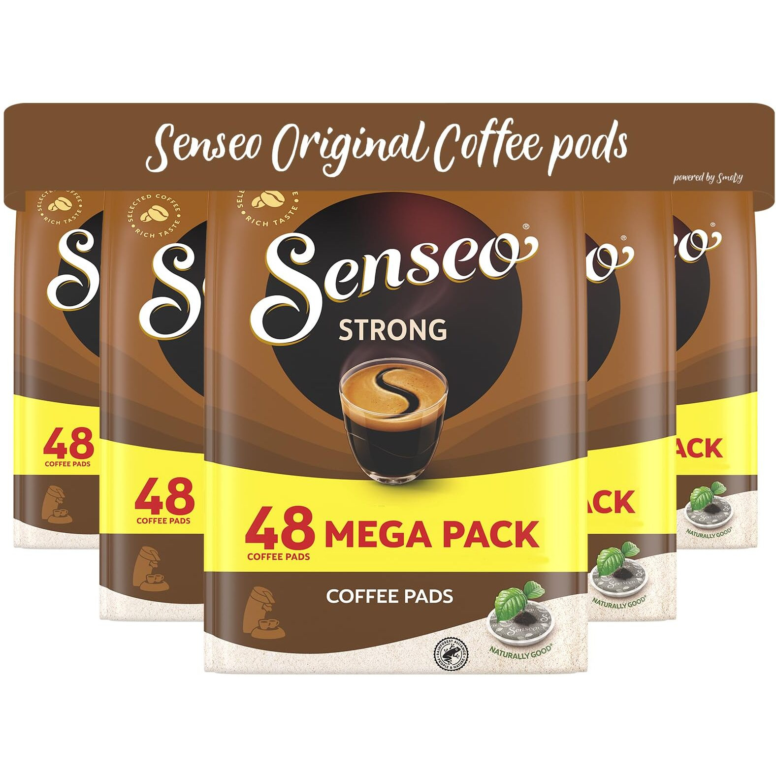 Senseo Strong Coffee Pods Bag - Strong Roast - 5 Bags Of 48 Single Serve Coffee Pods - 240 Count, 8 Grams - Bulk Packaged For Decreased Waste Rich, Smooth Flavor