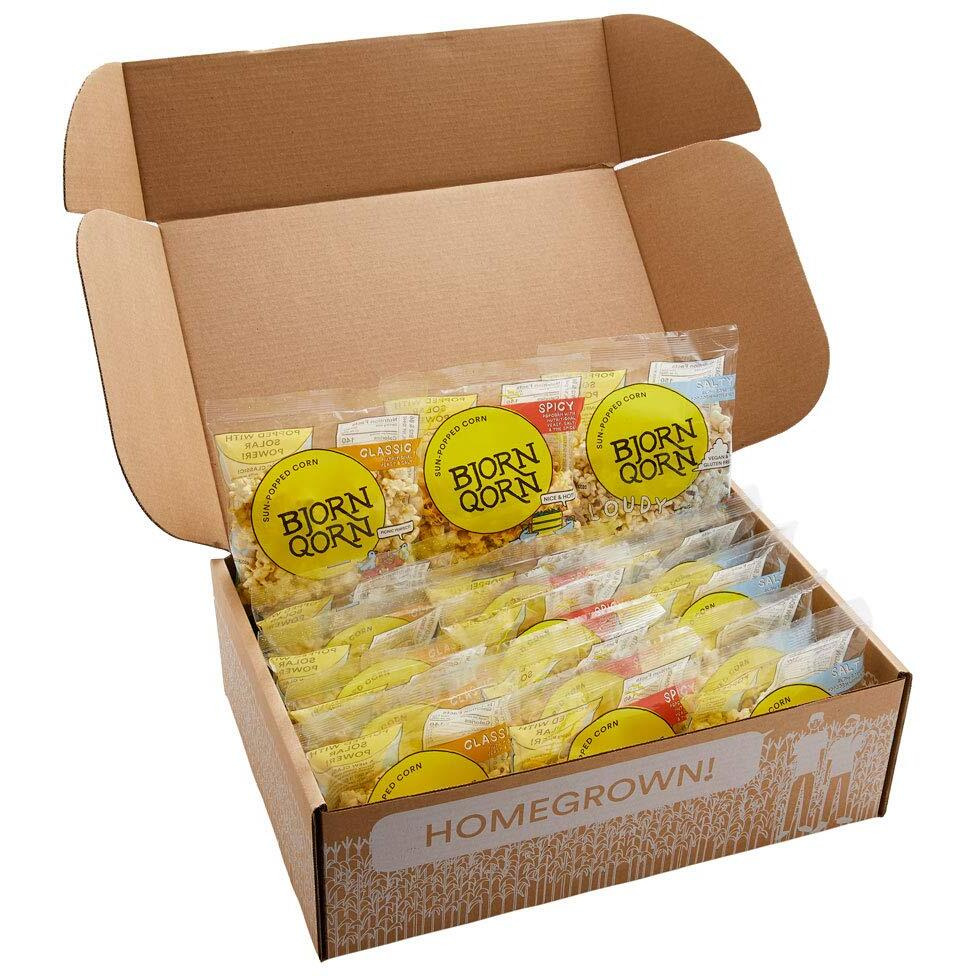 Bjornqorn Popcorn Mini-Mix 15 Pack (3 Flavors) - Vegan & Gluten-Free - (5) Classic, (5) Spicy, (5) Cloudy - (15 1Oz Bags)