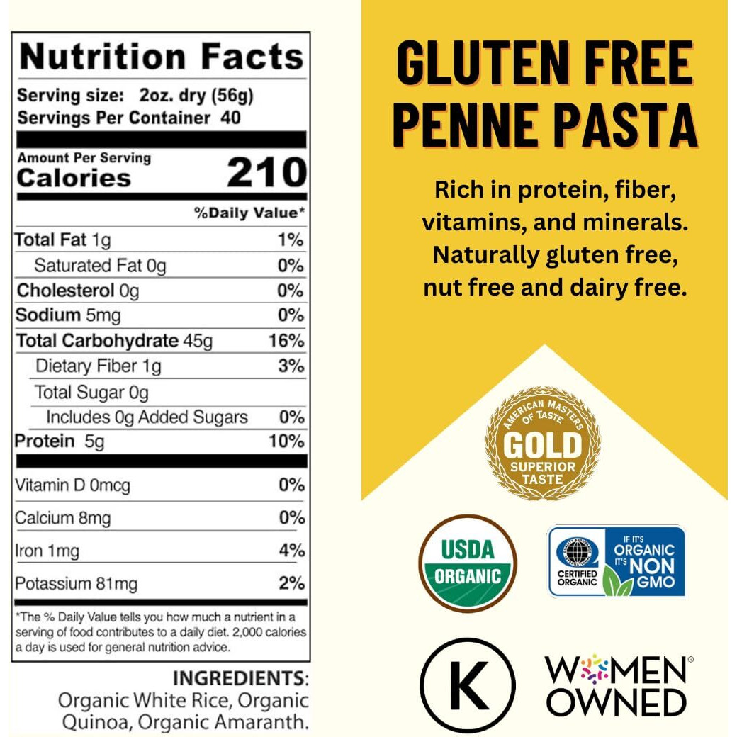 Mountain High Organics Gluten Free Organic Quinoa Pasta, Penne - 5Lb Bag