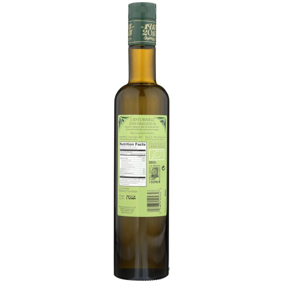 L'Estornell Organic Extra Virgin Olive Oil From Spain 16.9 Oz