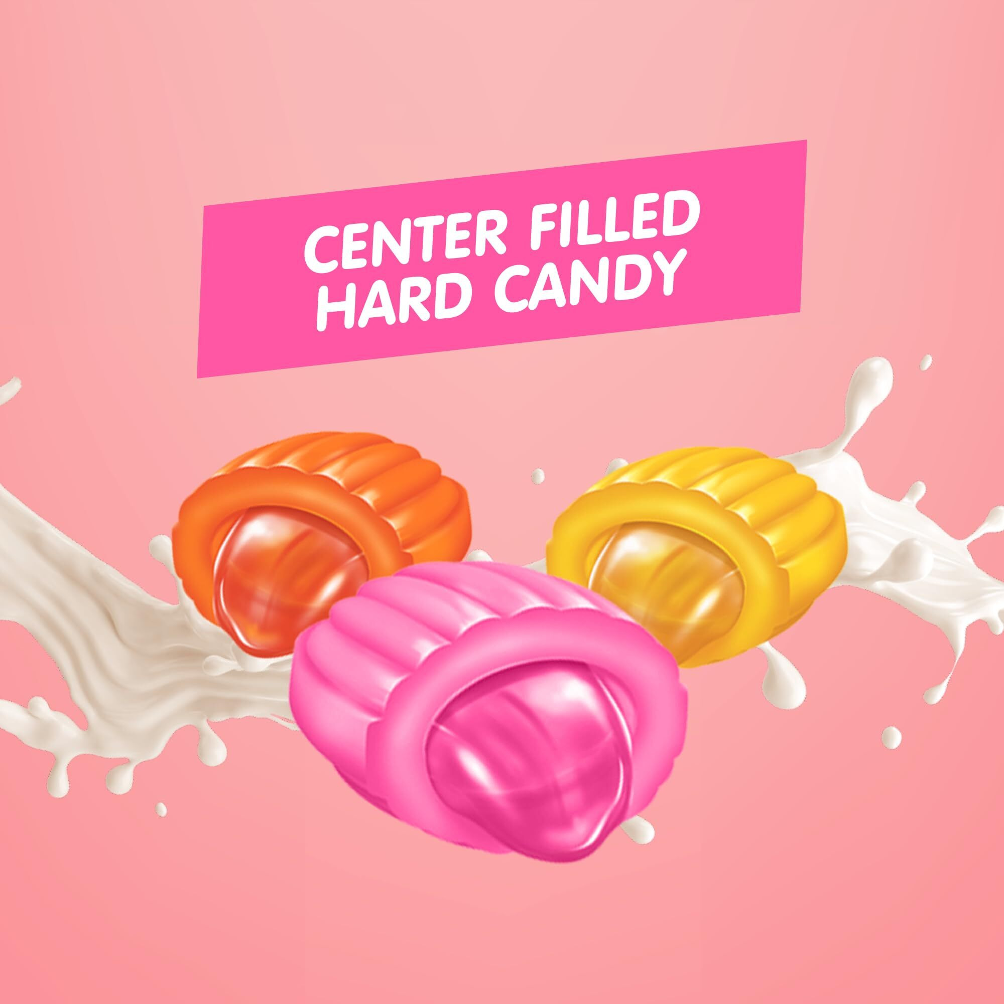 Candy Break Fruit And Cream Candy - 2.2 Pounds Share Size Bag Center Filled Hard Candy - Strawberry, Banana, Peach Flavored Variety Pack