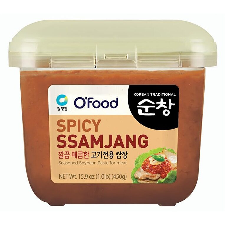 Chung Jung One O'Food Spicy Ssamjang, Korean Spicy Seasoned Soybean Paste Sauce, Perfect For Rice, Noodles, Fresh Vegetables And Meat, Hot & Flavorful (15.9 Oz, 450G)