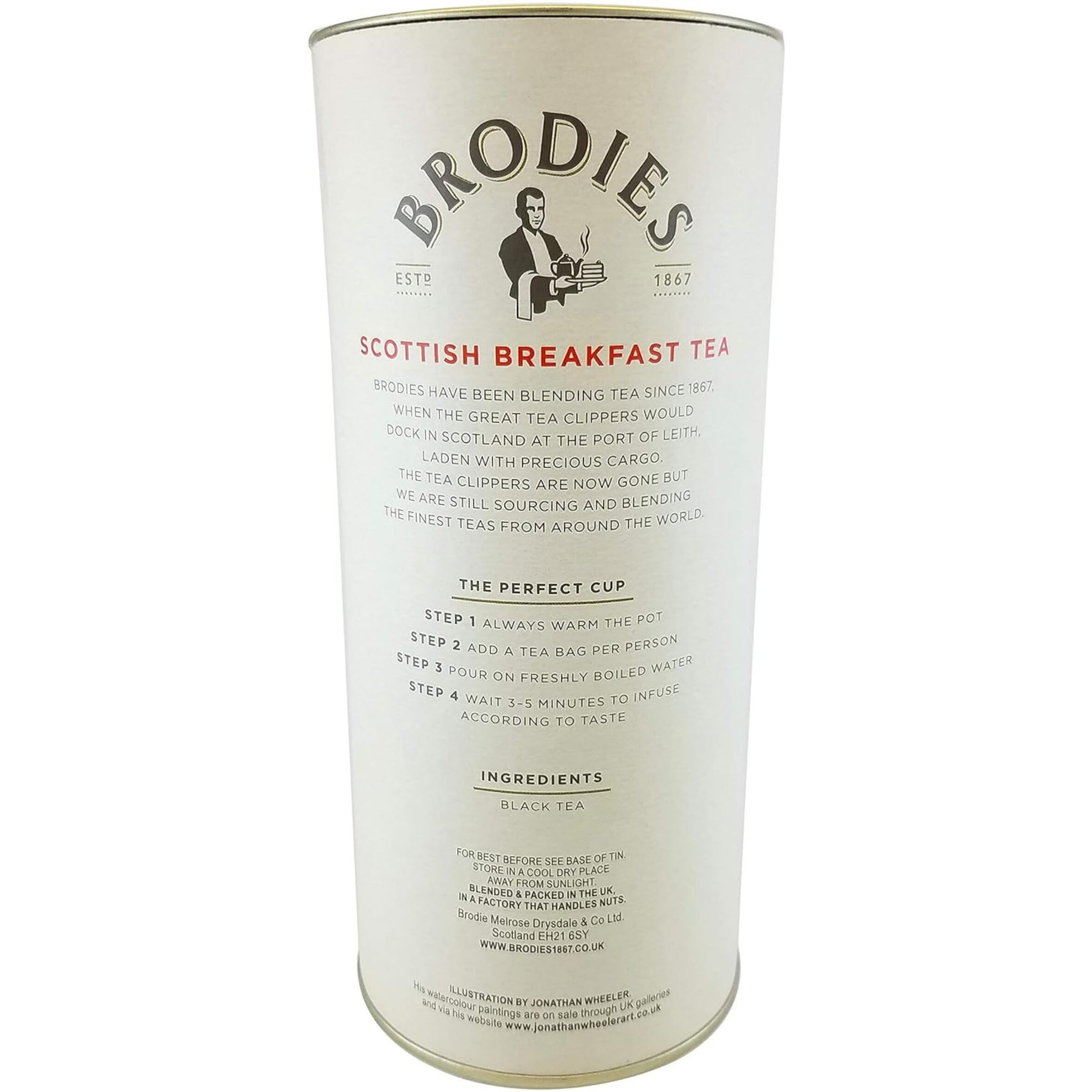 Brodies Tea, Scottish Breakfast Tea, Black Tea Imported From Scotland, Canister Of 50 Bags (Pack Of 1)