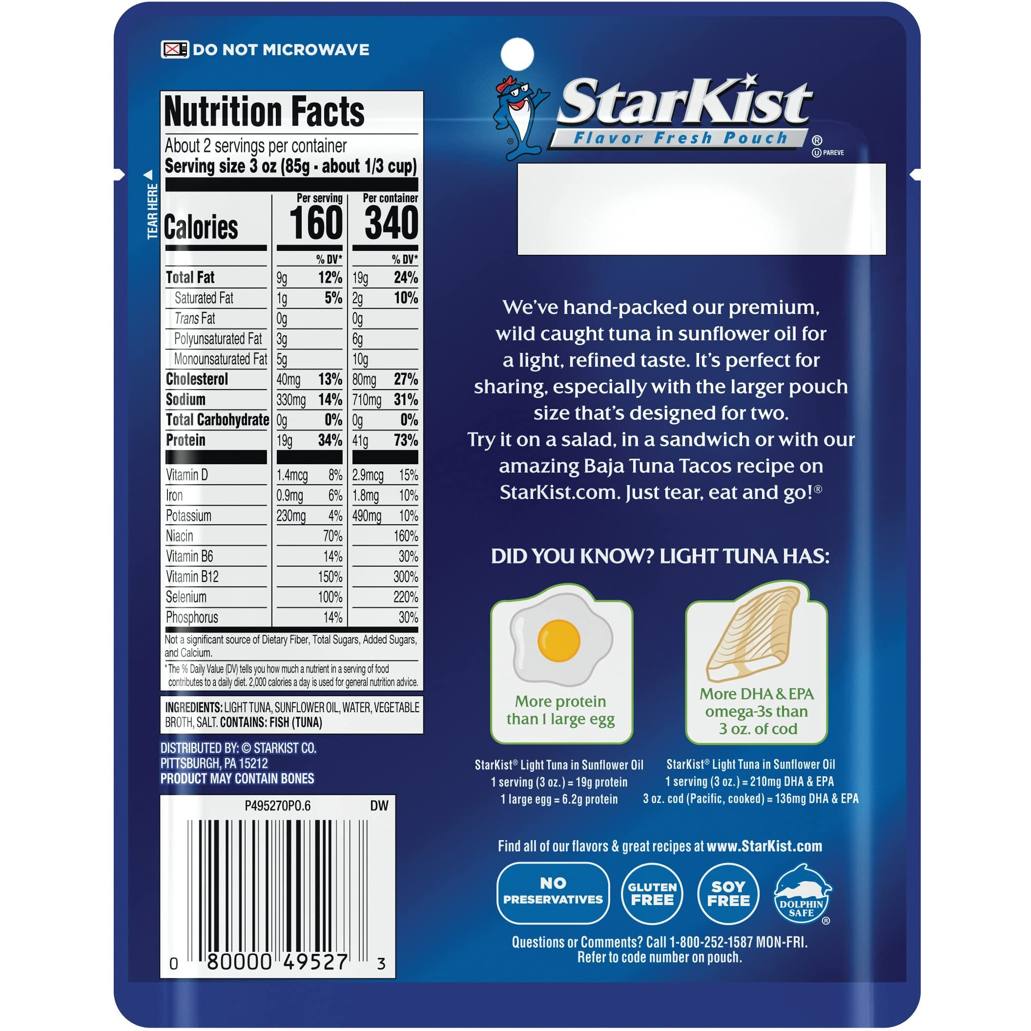 Starkist Chunk Light Tuna In Sunflower Oil, 6.4 Oz, Pack Of 12