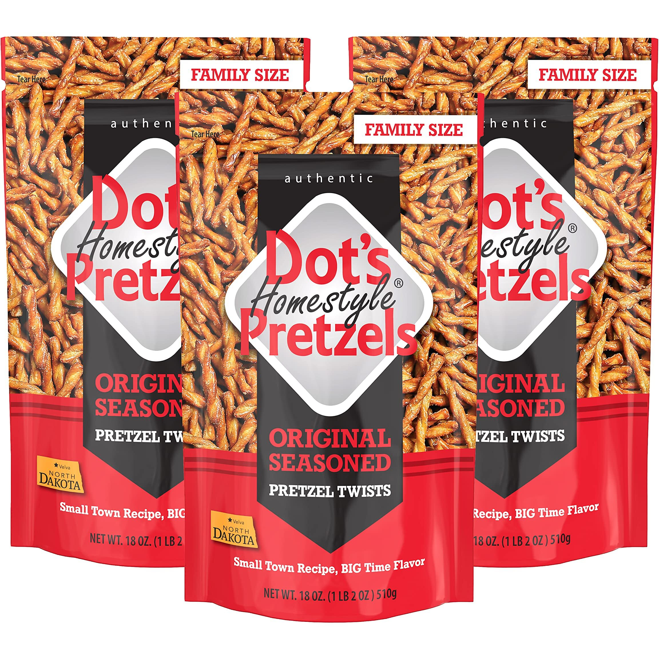 Dot's Homestyle Pretzels 18 Ounce Family Size Original Seasoned Pretzel Twists (3 Pack)