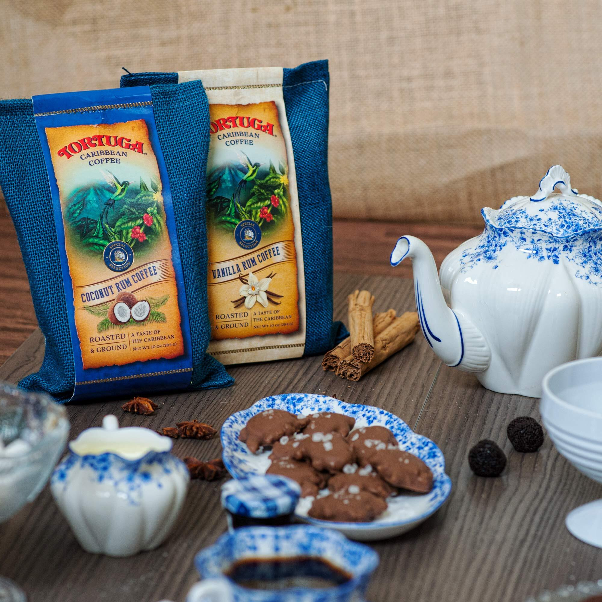 Tortuga Caribbean Rum Cream Flavored Coffee- Roasted And Ground Coffee 10Oz - The Perfect Premium Gourmet Gift For Gift Baskets, Parties, Holidays, And Birthdays
