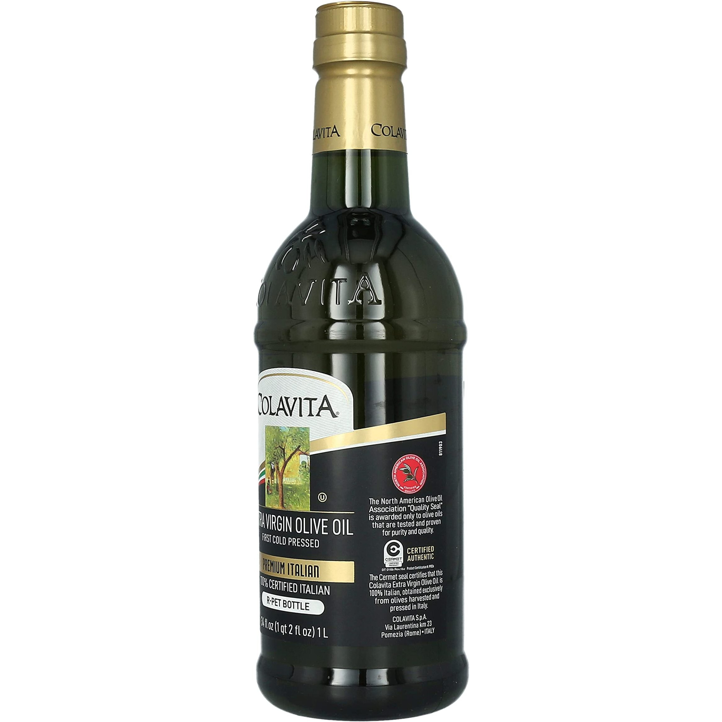 Colavita Premium Italian Extra Virgin Olive Oil 1L (34Fl Oz) Plastic Bottle