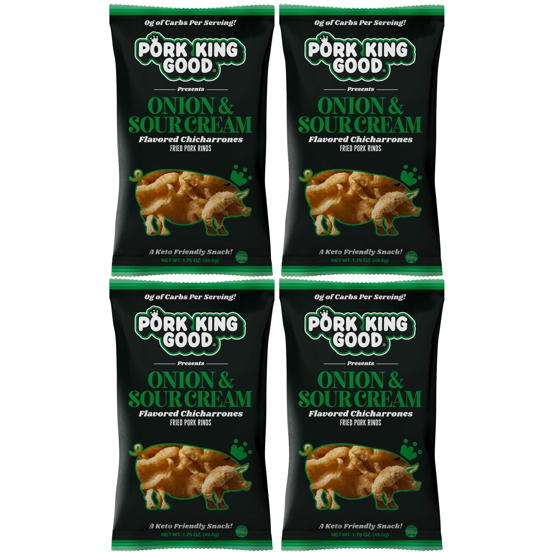 Pork King Good Pork Rinds (Chicharrones) (Onion & Sour Cream, 4 Pack)