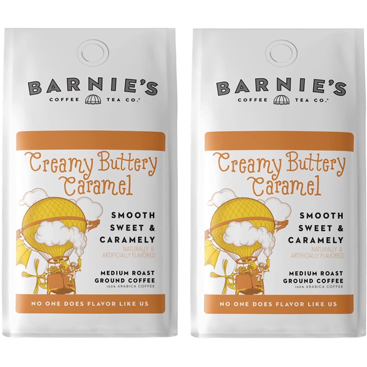 Barnie's Creamy Buttery Caramel Ground Coffee With Smooth And Sweet Caramel Flavor, Medium Roasted Arabica Coffee Beans, Gluten And Nut Free, 12 Oz Bag (Pack Of 2)