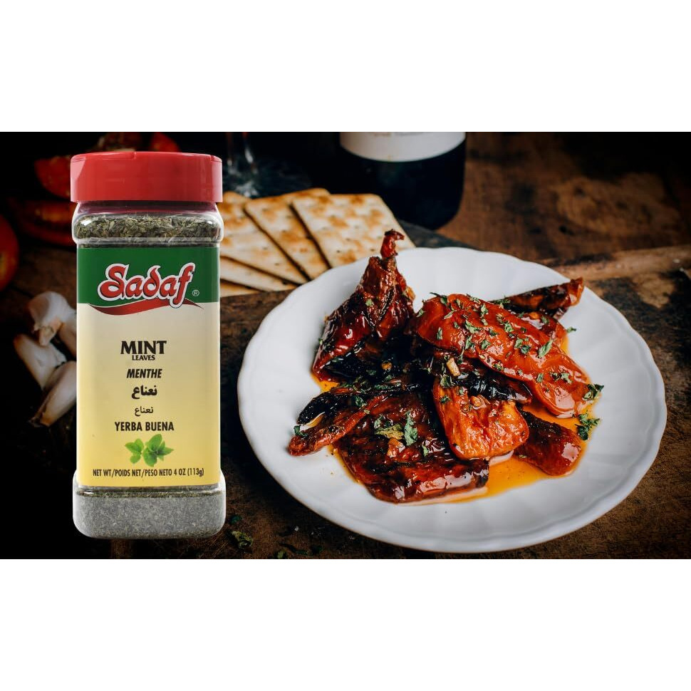 Sadaf Mint Leaves Cut - Dried Mint Leaves Cut And Sifted - Kosher And Halal - No Stems (4 Oz)