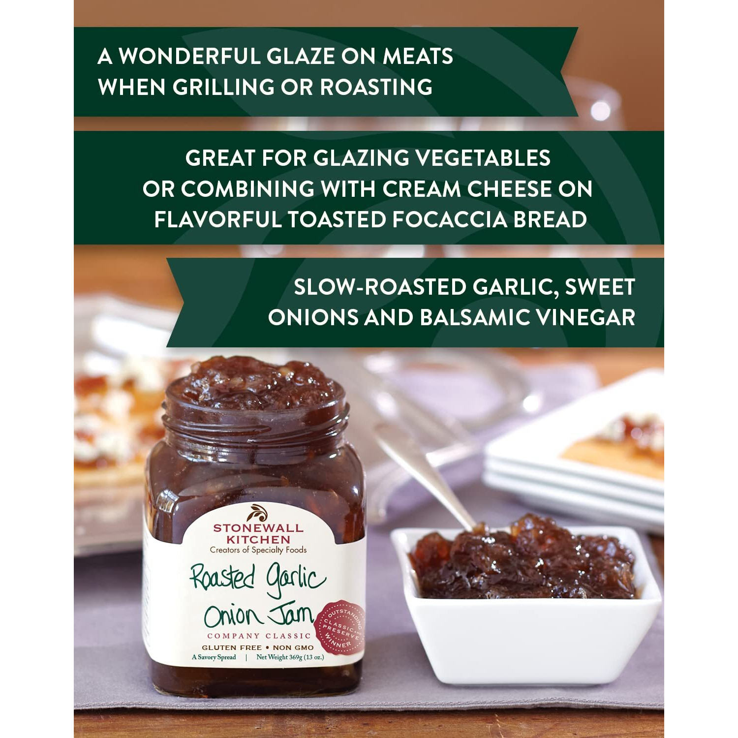 Stonewall Kitchen Roasted Garlic Onion Jam, 13 Ounces (Pack Of 2)
