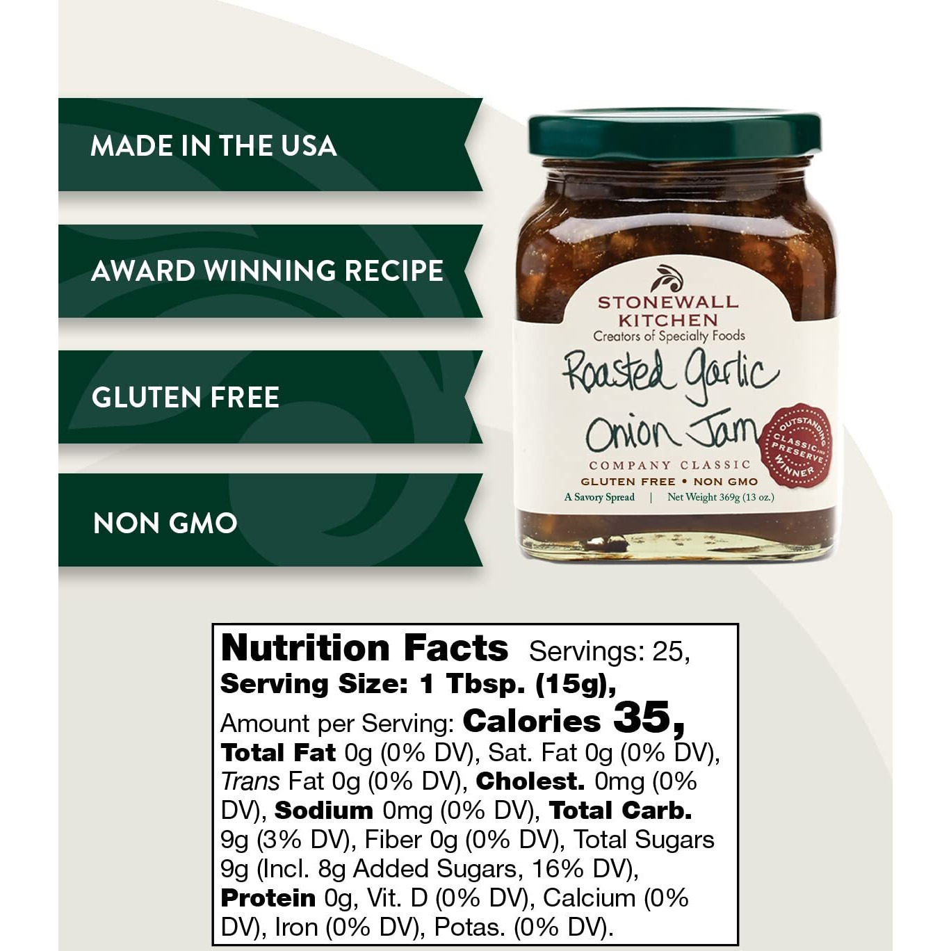 Stonewall Kitchen Roasted Garlic Onion Jam, 13 Ounces (Pack Of 2)