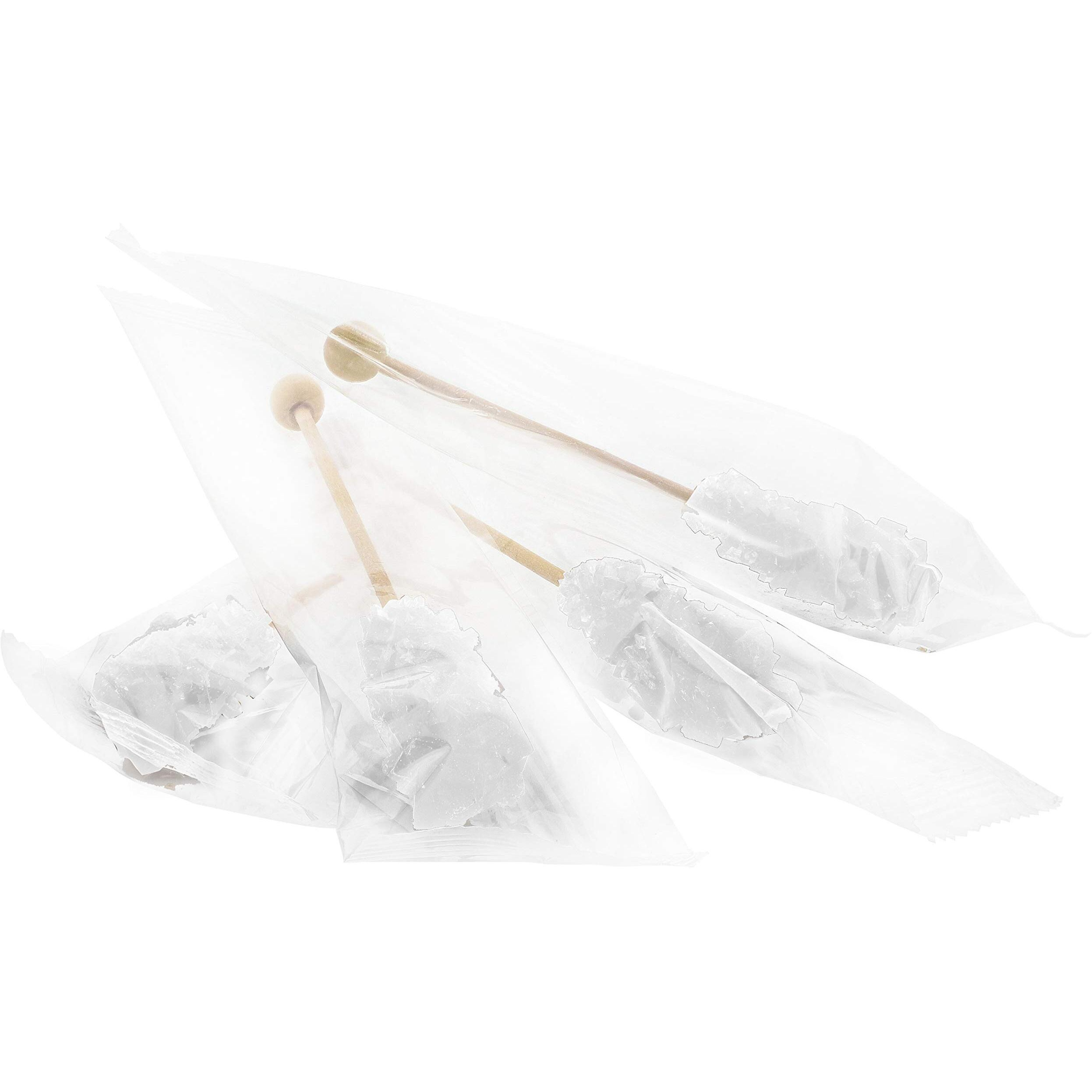 White Sugar Sticks Individually Wrapped Perfect For Coffee Tea And Drinks, Barista Swizzle Sticks And Rock Candy Crystals, 25 Pieces