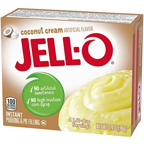 Jell-O Coconut Cream Instant Pudding & Pie Filling Mix (24 Ct Pack, 3.4 Oz Boxes)