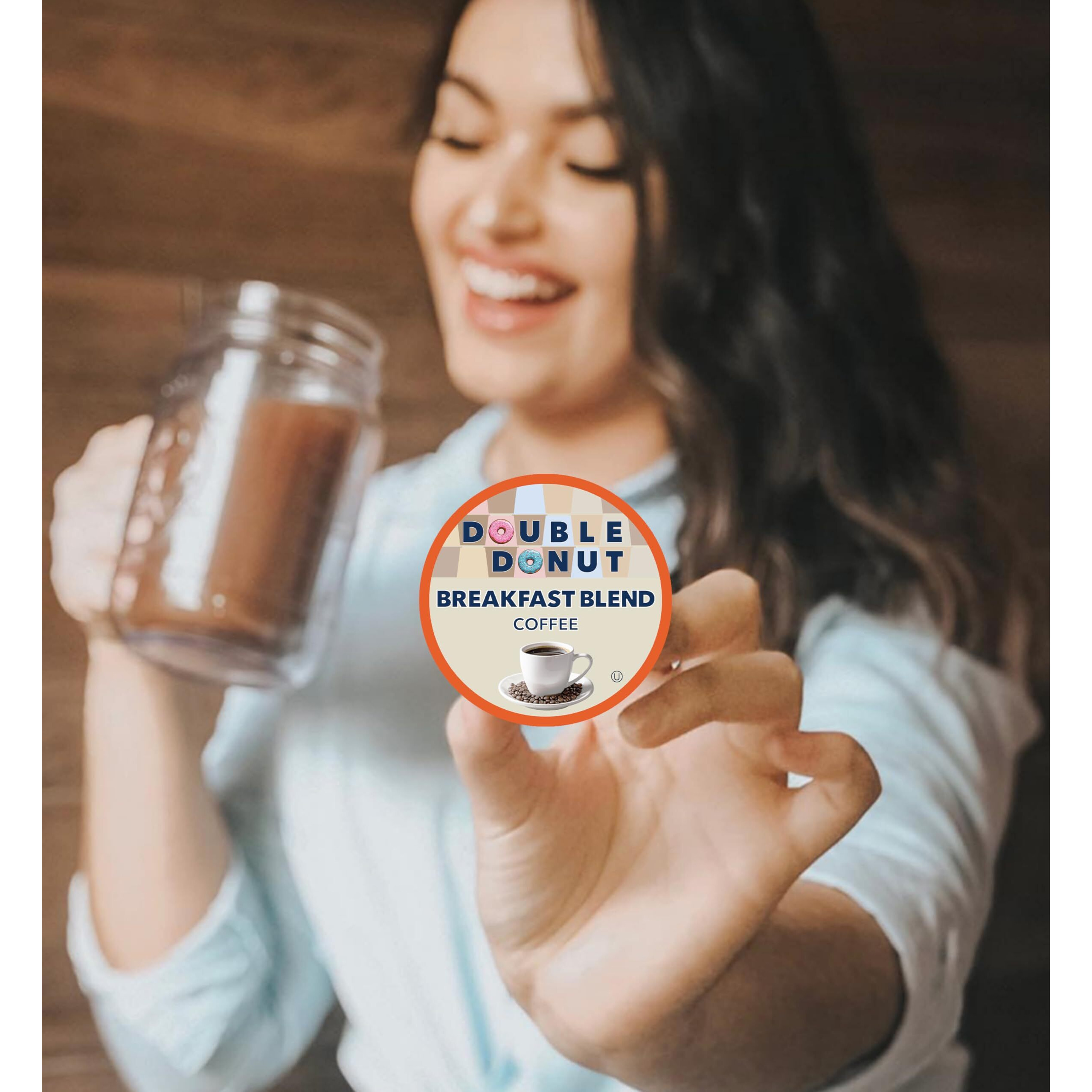 Double Donut Breakfast Blend Fresh Medium Roast Coffee Singleserve Pods For Keurig K Cup Brewer Machines 24 Capsules Per Box