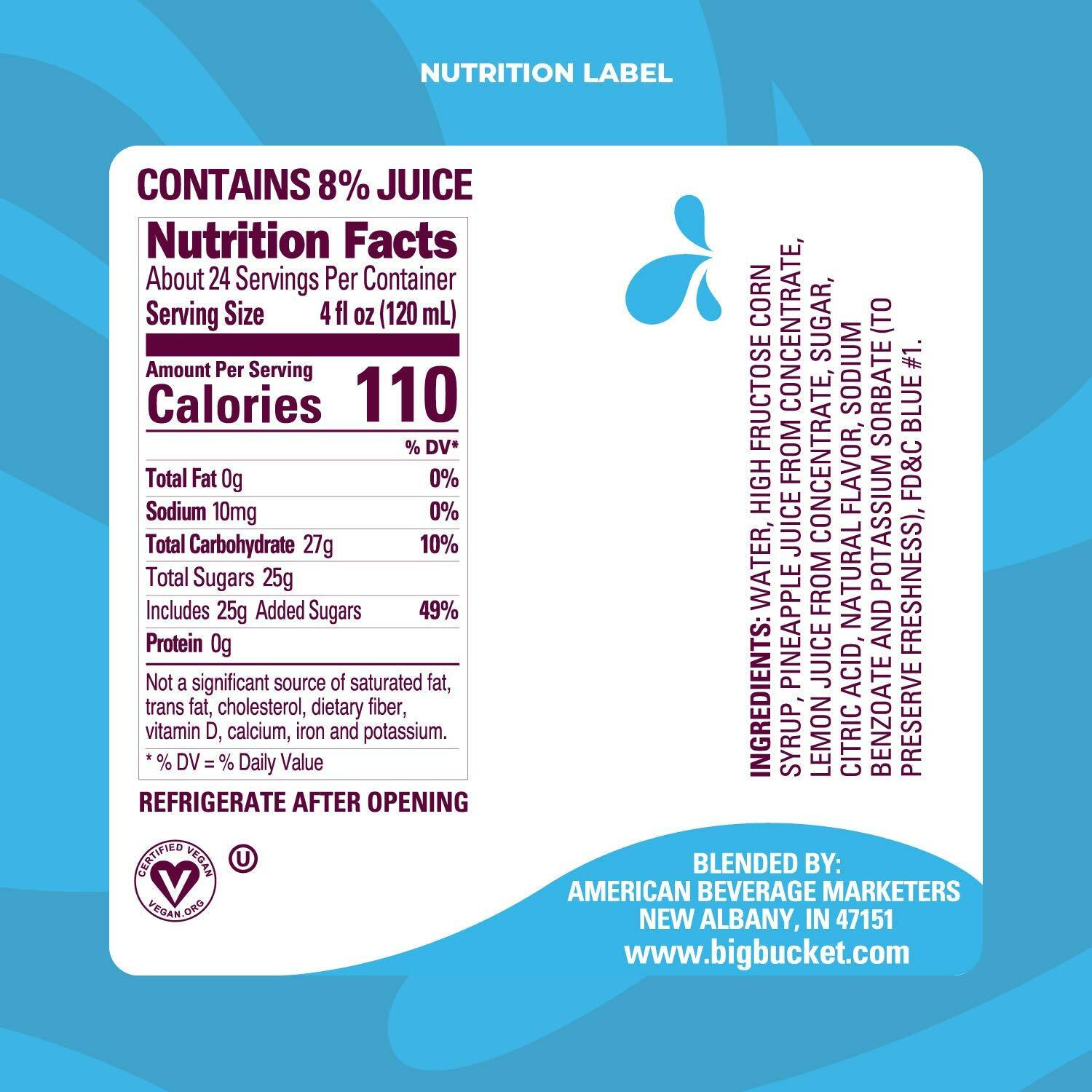 Master Of Mixes Blue Hawaiian Mix, Ready To Use, 96 Oz Low-Profile Bigbucket, Individually Boxed