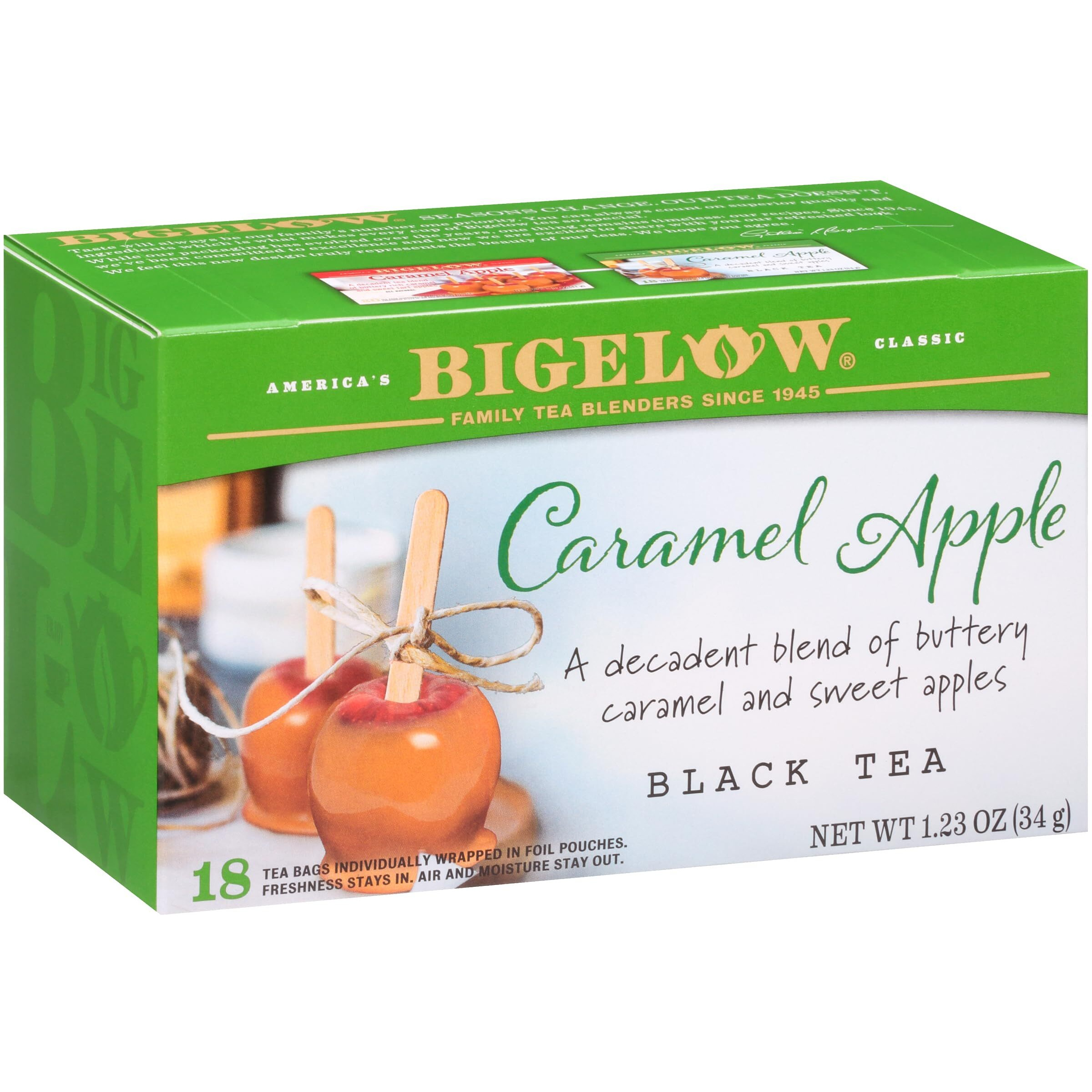 Bigelow Tea Caramel Apple Black Tea, Caffeinated, 18 Count (Pack Of 6), 108 Total Tea Bags