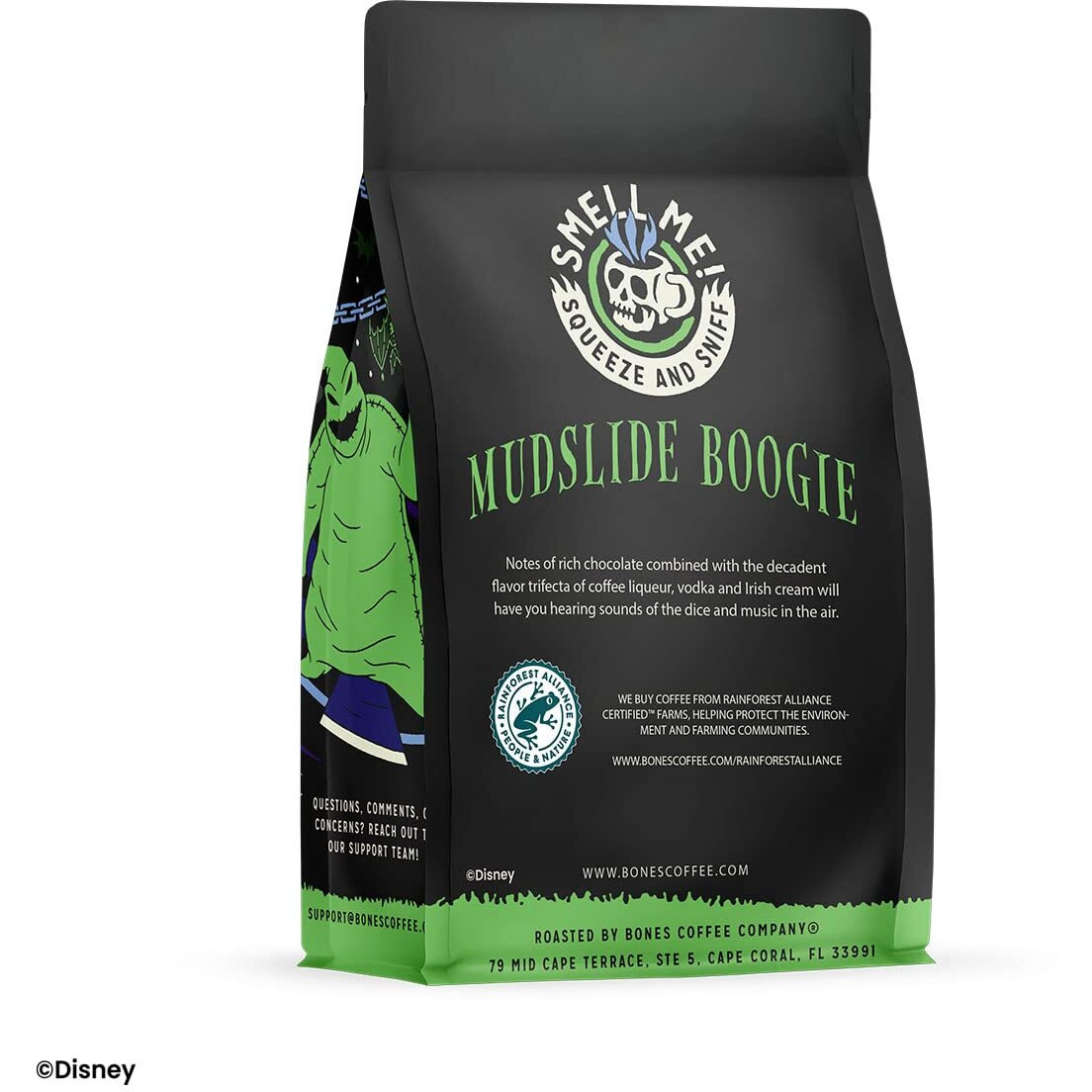 Bones Coffee Company Mudslide Boogie Ground Coffee Beans Chocolate Mudslide Flavor, Made With Arabica Coffee Beans, Medium Roast Gourmet Coffee Inspired By The Nightmare Before Christmas (12 Oz)