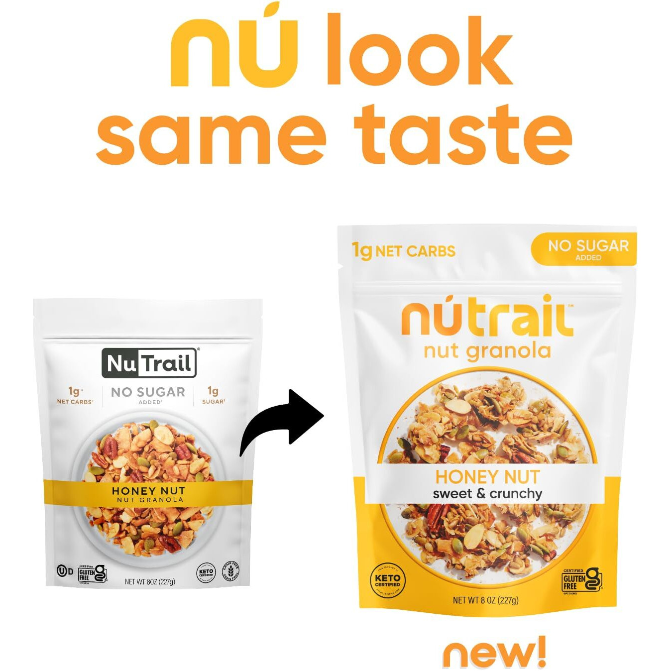 Nutrail Nut Granola Cereal, Honey Nut, No Sugar Added, Keto, Low Carb, Gluten Free, Grain Free, Healthy Breakfast 8 Oz. 3 Count