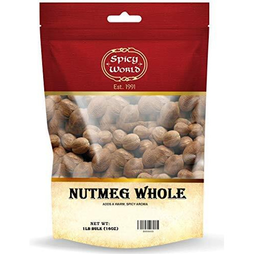 Spicy World Whole Nutmeg 1 Pound (16Oz) - 80+ Pieces (Pack Of 12)