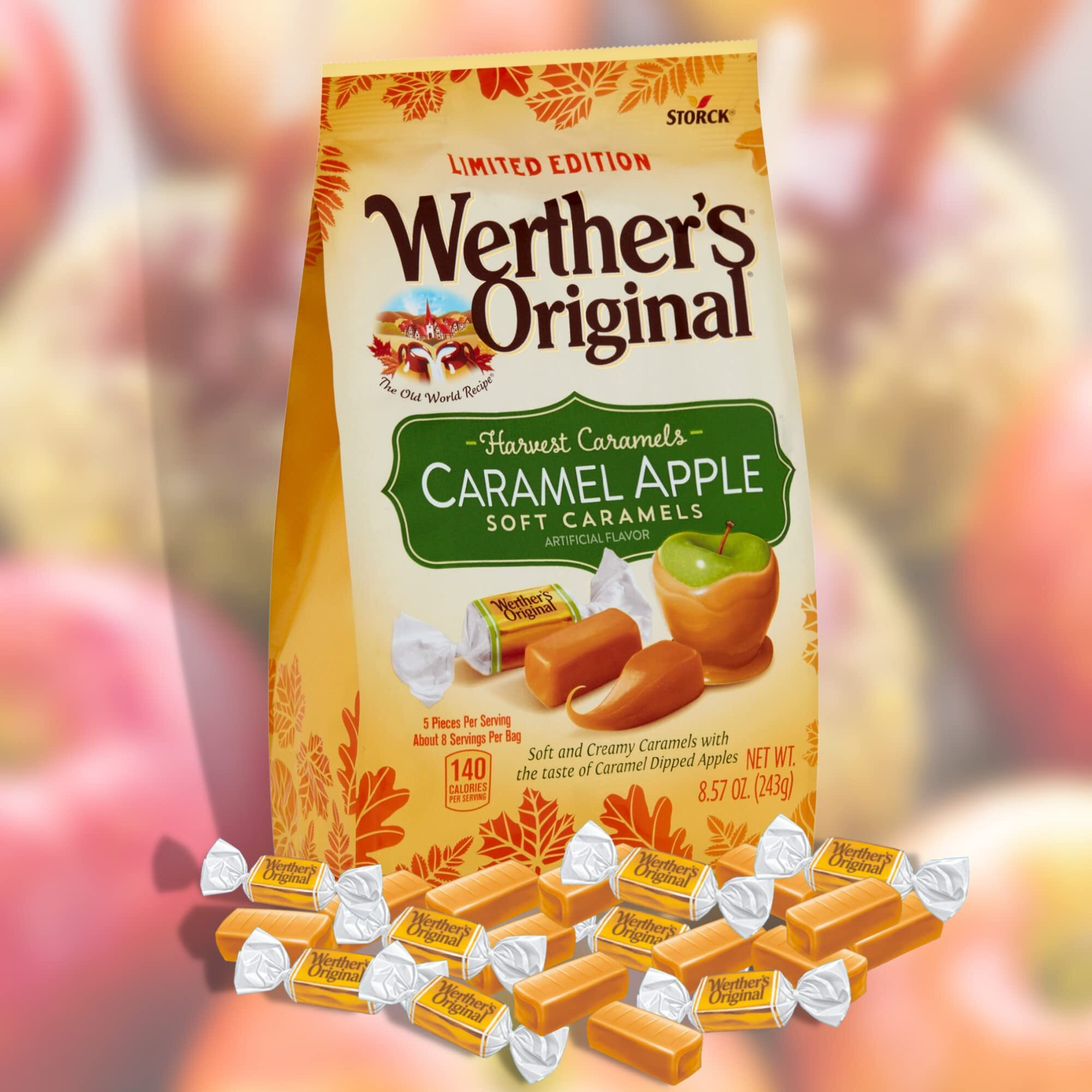 Pumpkin Spice And Caramel Apple Original Soft Caramels, Individually Wrapped Sharable Fall Flavored Candies, 8.57 Ounce Bags, Pack Of 2